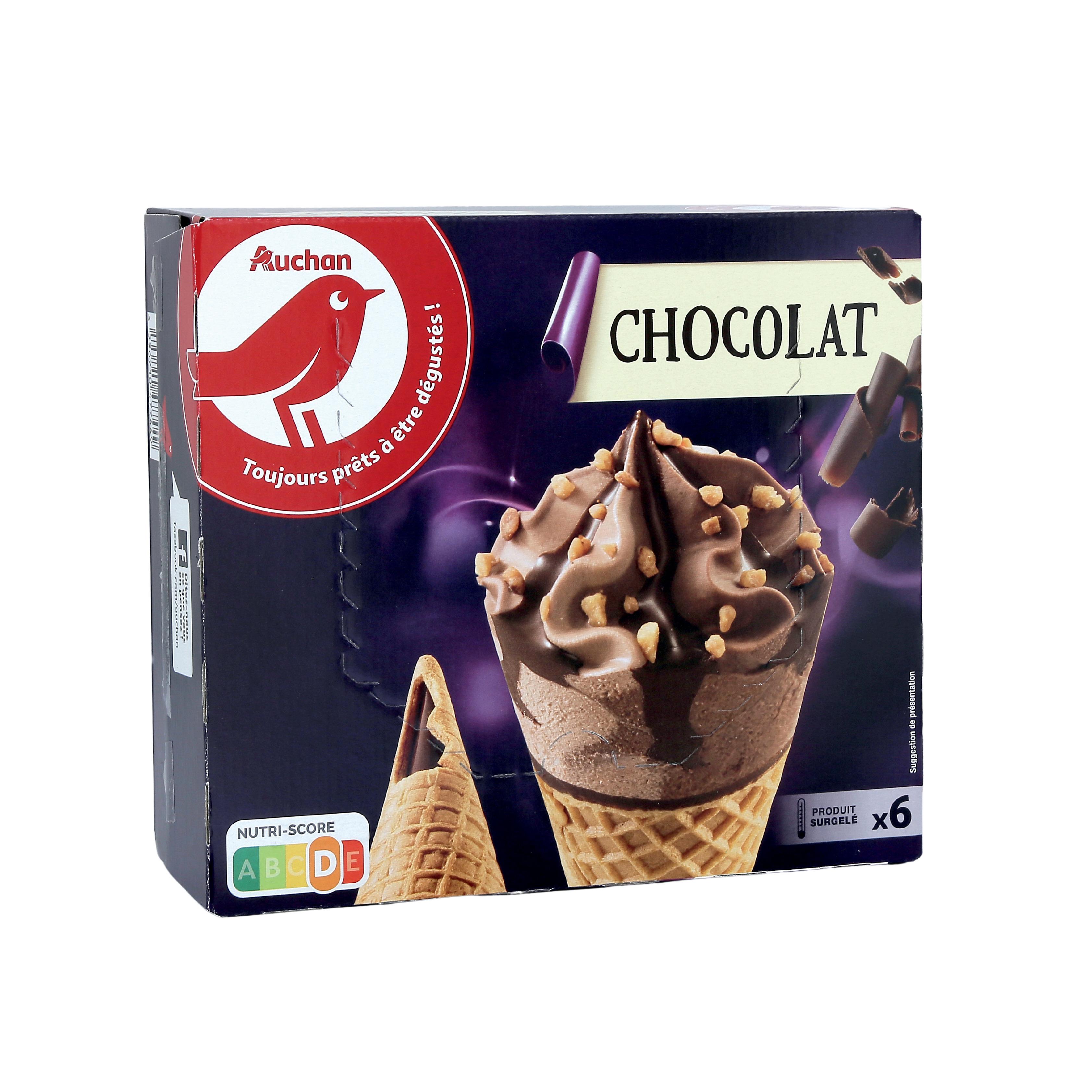 Voir la diapositive 2 : AUCHAN Cône glacé chocolat 6 pièces 445g