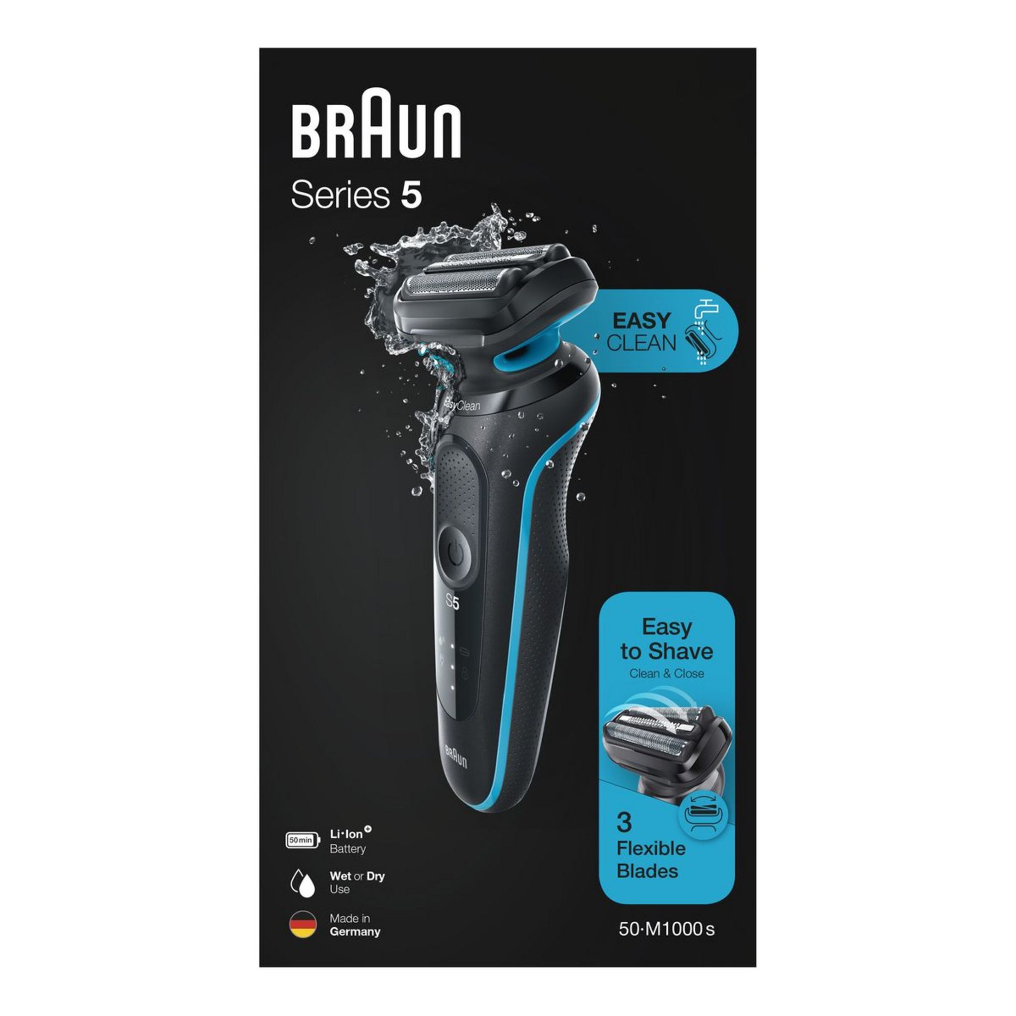 Voir la diapositive 2 : BRAUN Rasoir électrique Braun Series&nbsp;5 50-M1000s - Noir