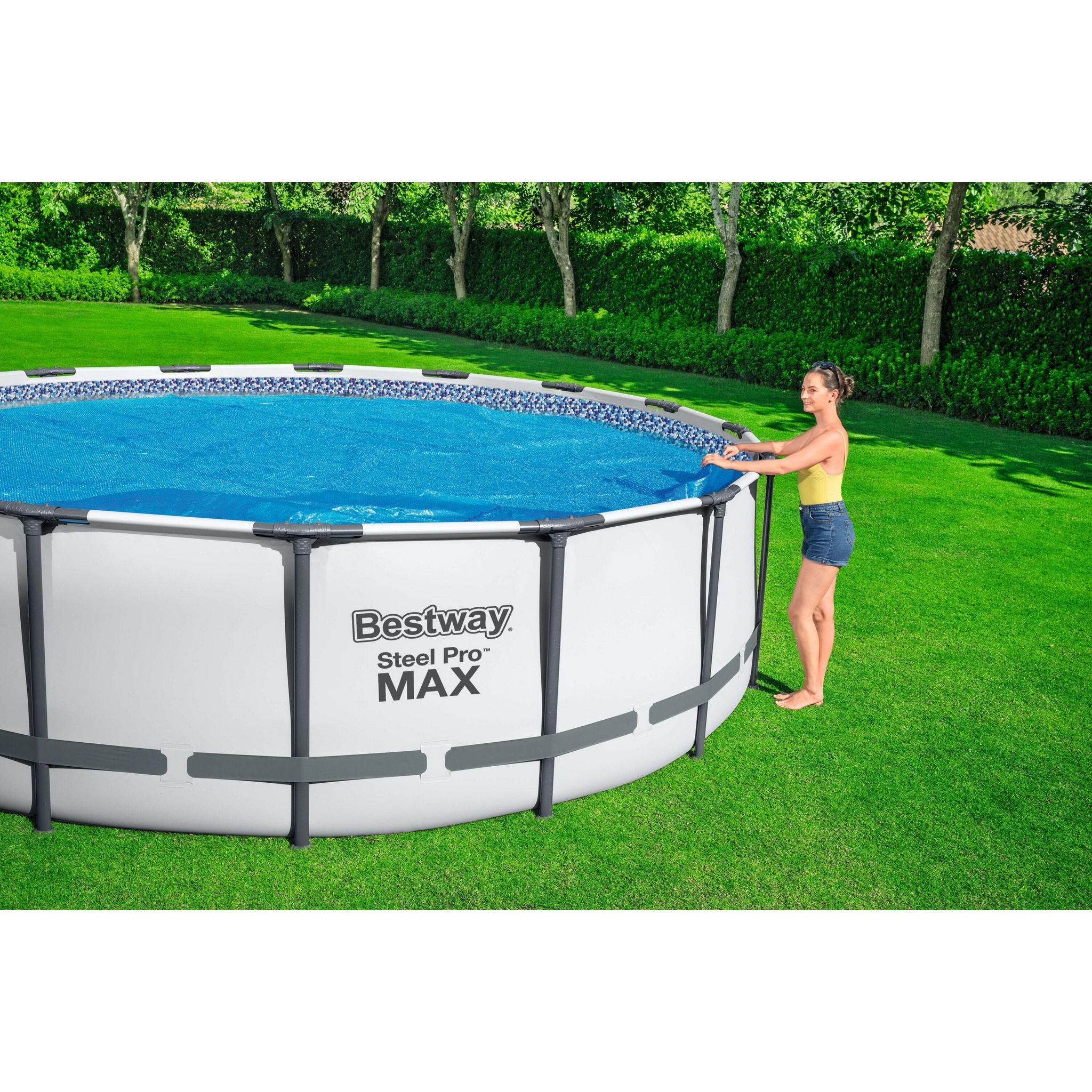Voir la diapositive 4 : BESTWAY Bâche solaire pour piscine hors sol ronde diamètre 366 cm