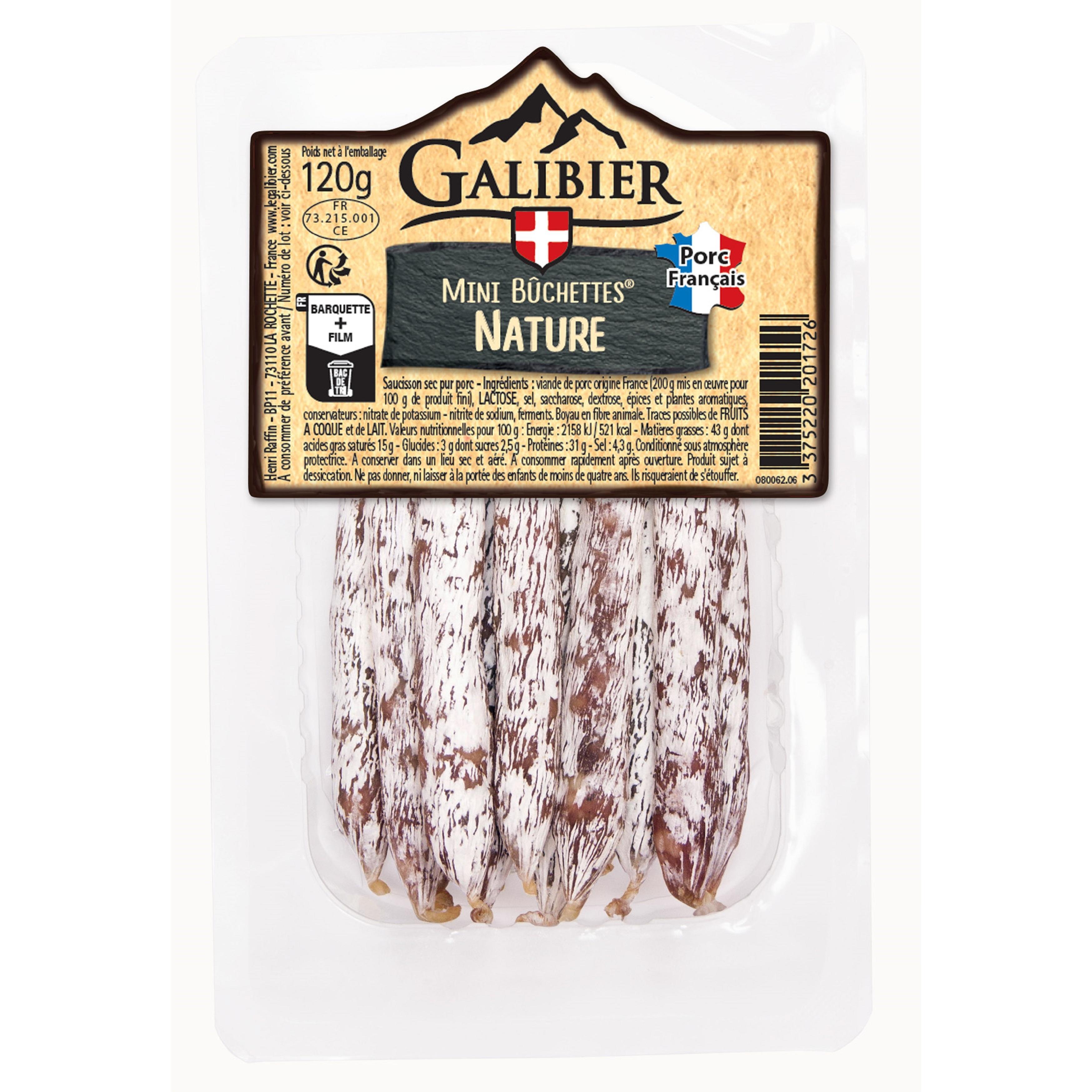 Voir la diapositive 2 : GALIBIER Les Mini Bûchettes Saucisson nature 120g