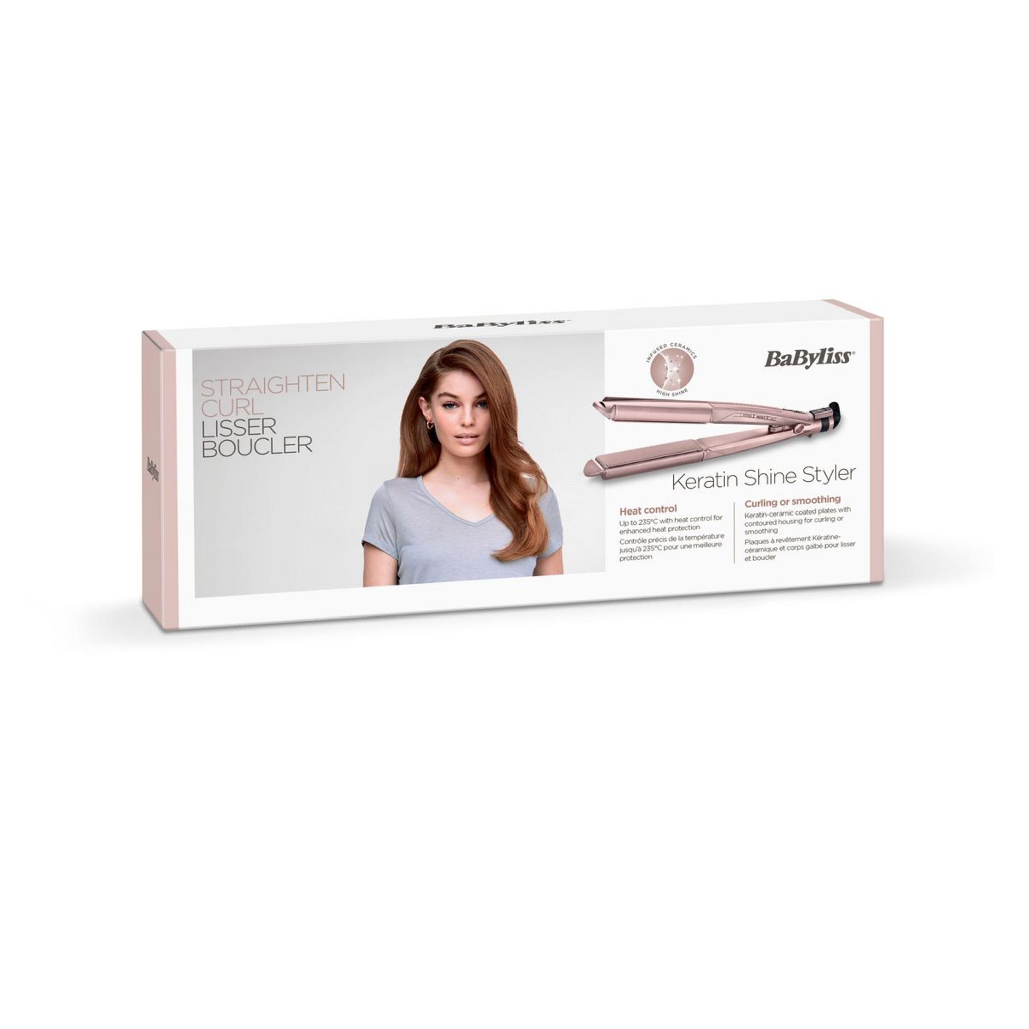 Voir la diapositive 2 : BABYLISS Lisseur boucleur 2-en-1 ST335AE - Rose