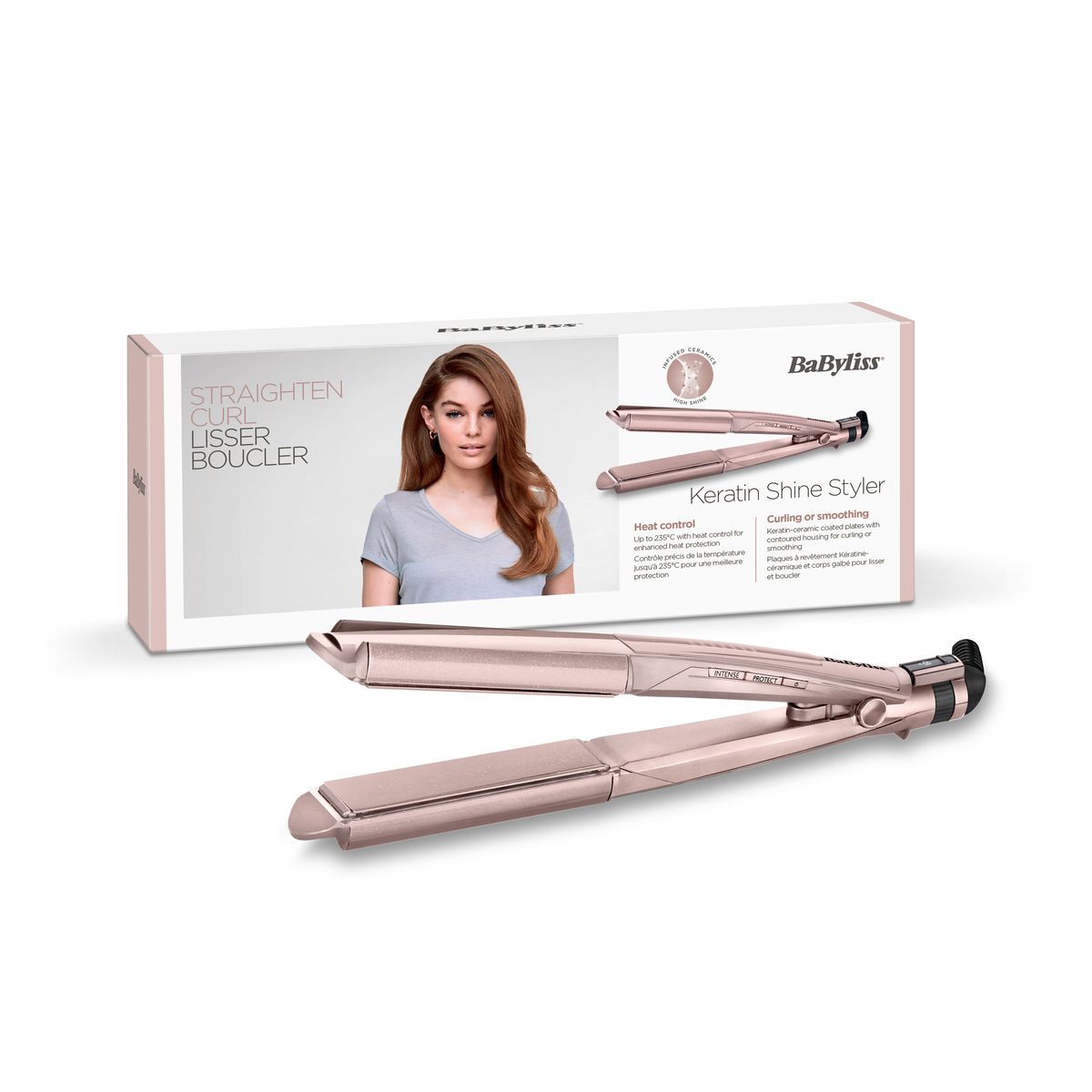 Voir la diapositive 3 : BABYLISS Lisseur boucleur 2-en-1 ST335AE - Rose
