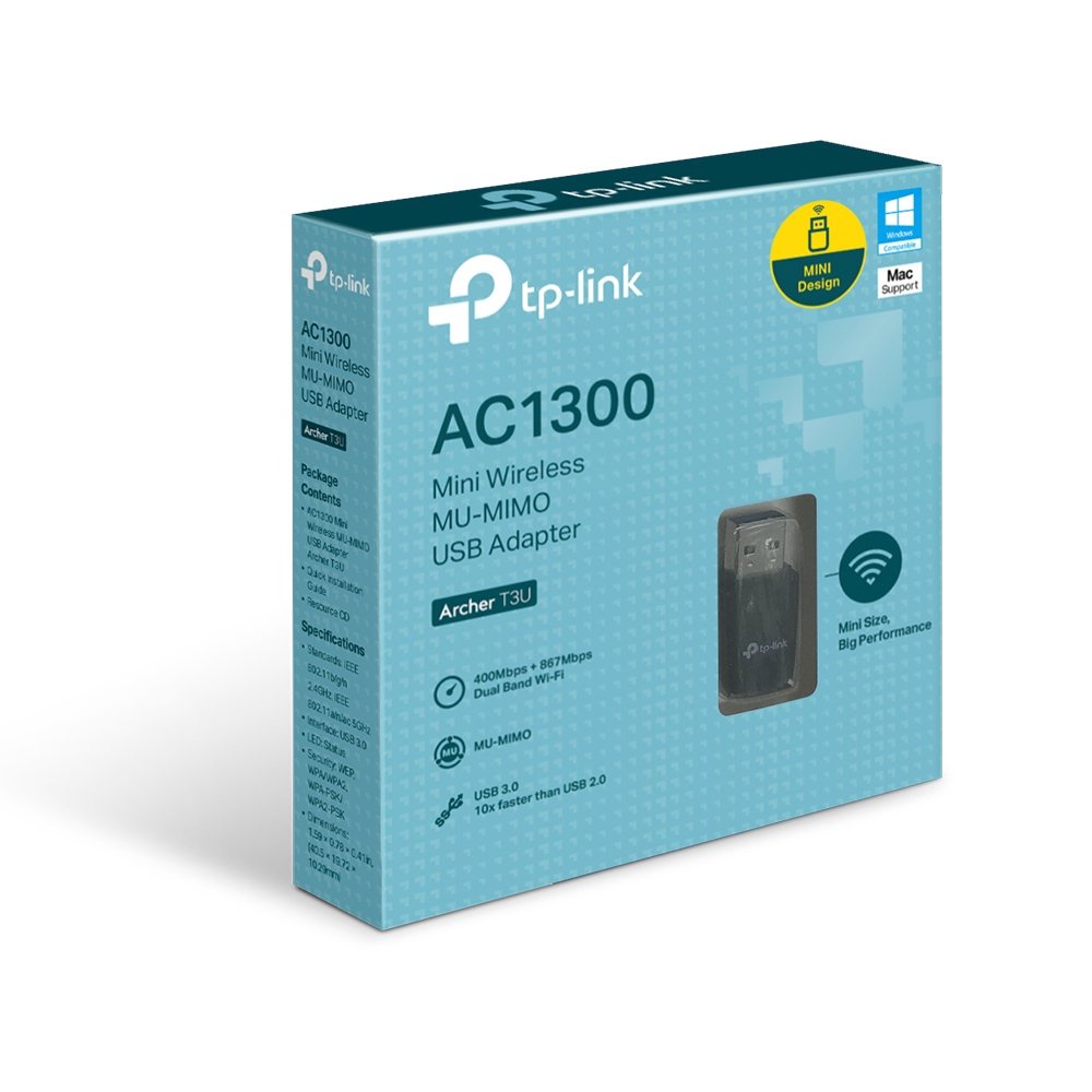 Voir la diapositive 3 : TP-LINK Adaptateur WiFi ARCHER T3U AC 1300 Noir