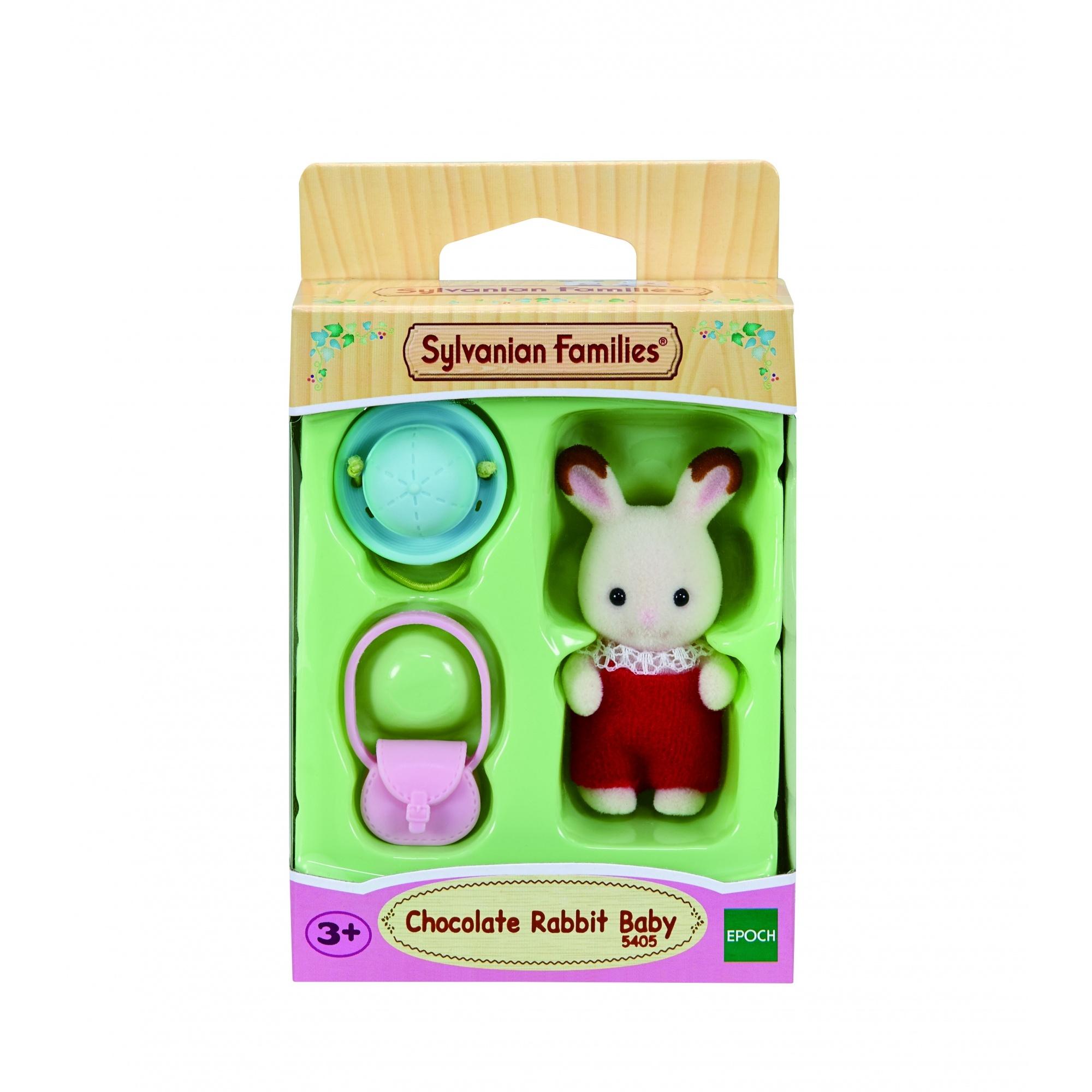 Voir la diapositive 3 : EPOCH D'ENFANCE Figurine Bébé lapin chocolat et accessoires Sylvanian Families