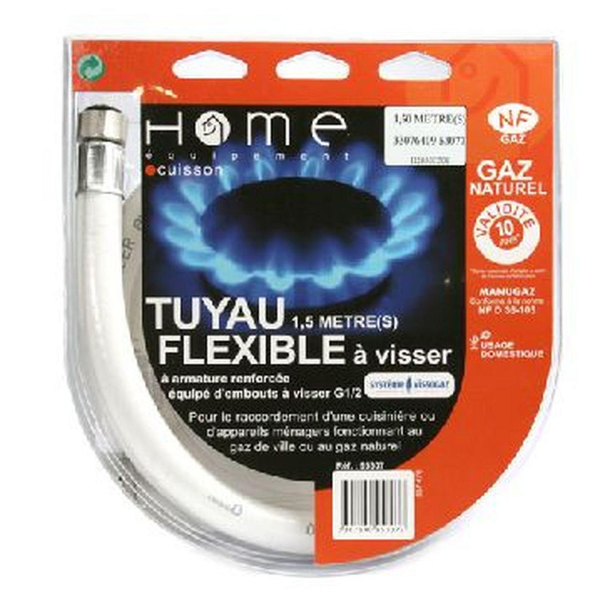 HOME EQUIPEMENT Tuyau de gaz naturel 95307 - Blanc