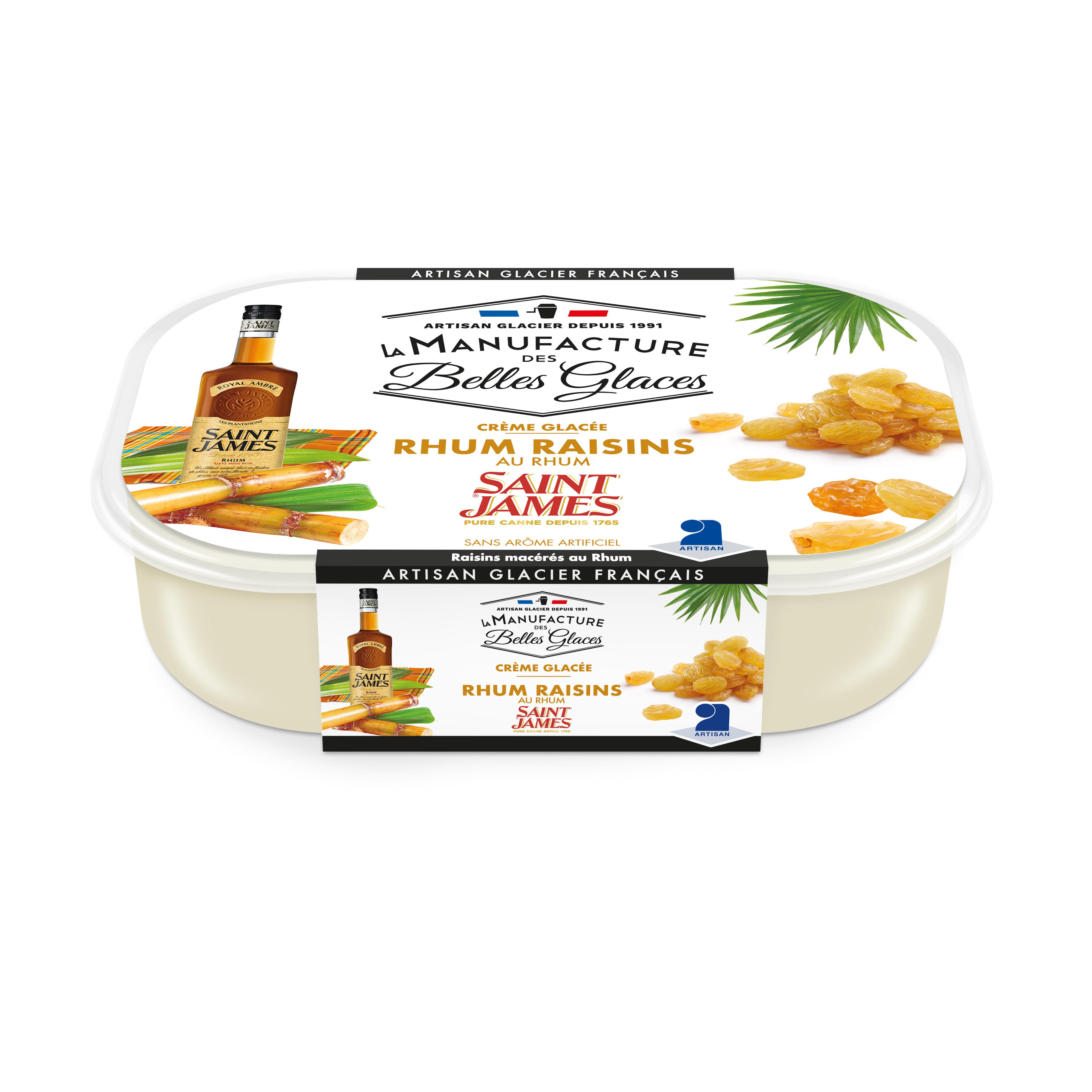LA MANUFACTURE DES BELLES GLACES Créme glacée rhum raisins 487g