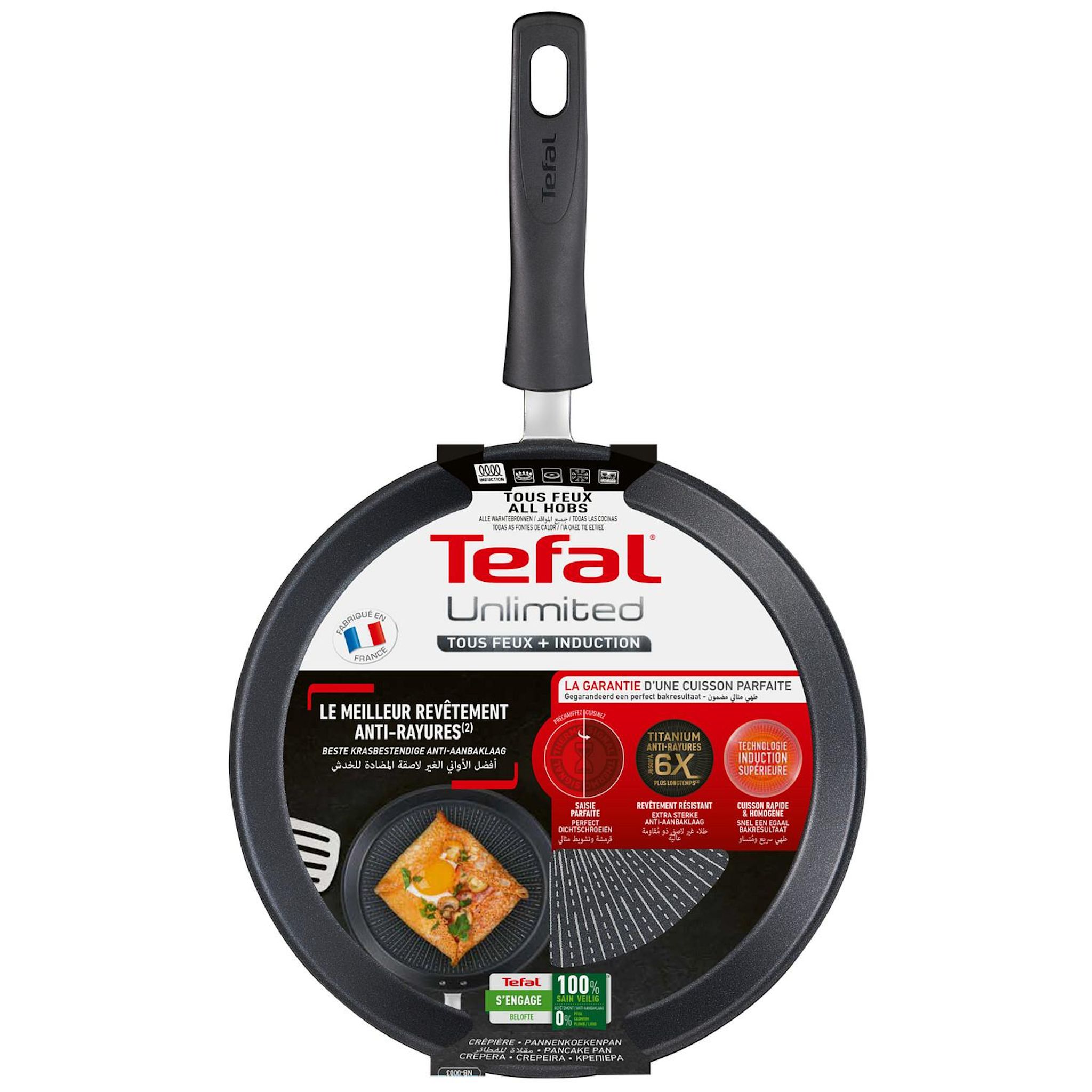 Voir la diapositive 4 : TEFAL Crêpière 25 cm aluminium UNLIMITED tous feux dont induction