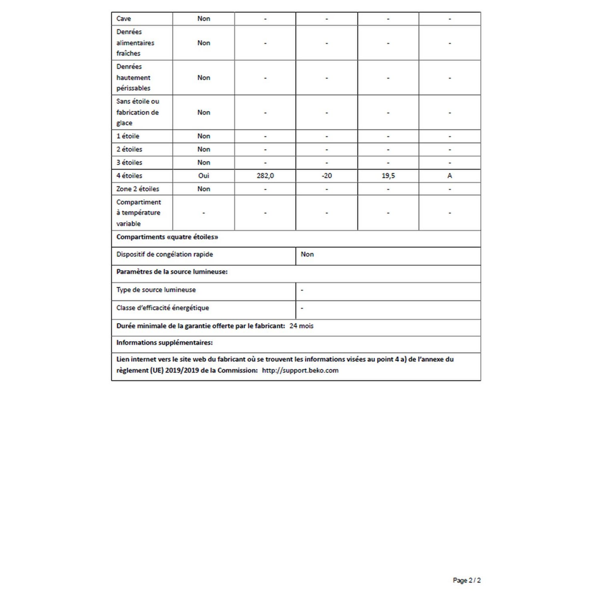 Voir la diapositive 6 : BEKO Congélateur armoire RFNE312K31WN, 282 L, Froid ventilé No Frost