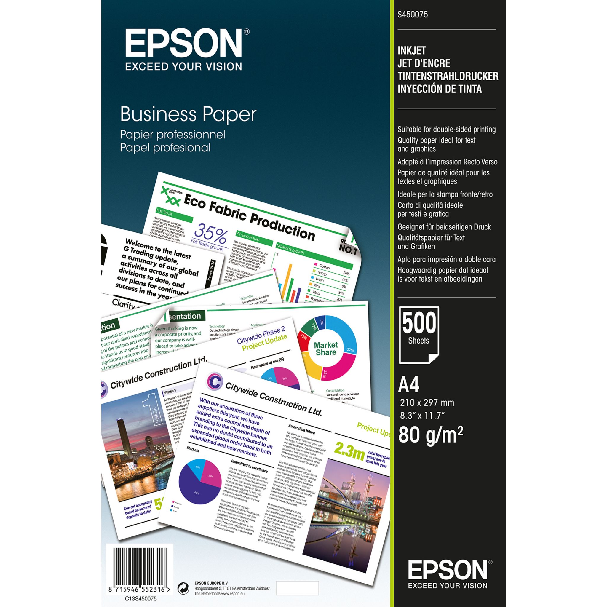 Voir la diapositive 2 : EPSON Ram papier A4 80g 500 feuilles