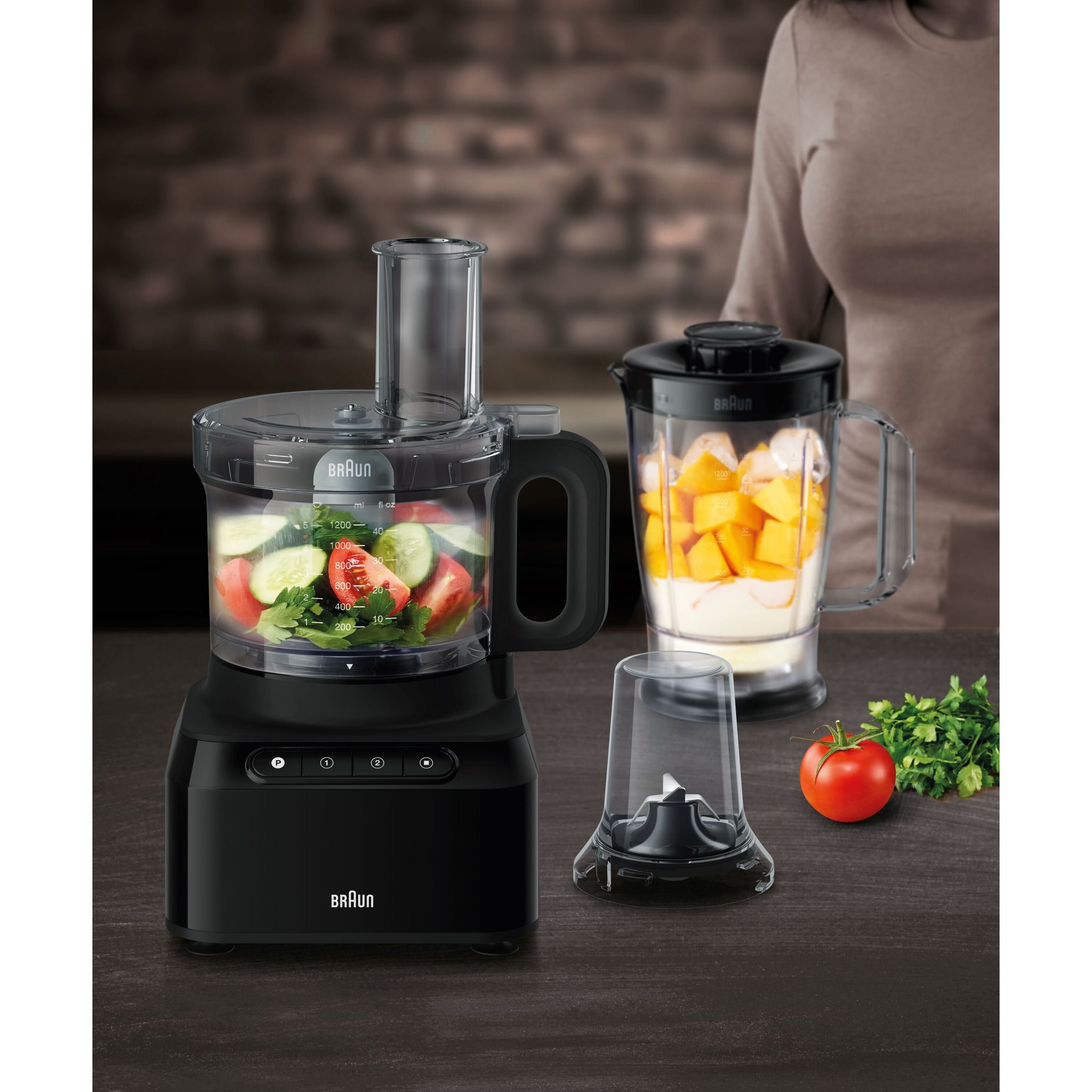 Voir la diapositive 5 : BRAUN Robot multifonction avec hachoir FP3132BK - Noir