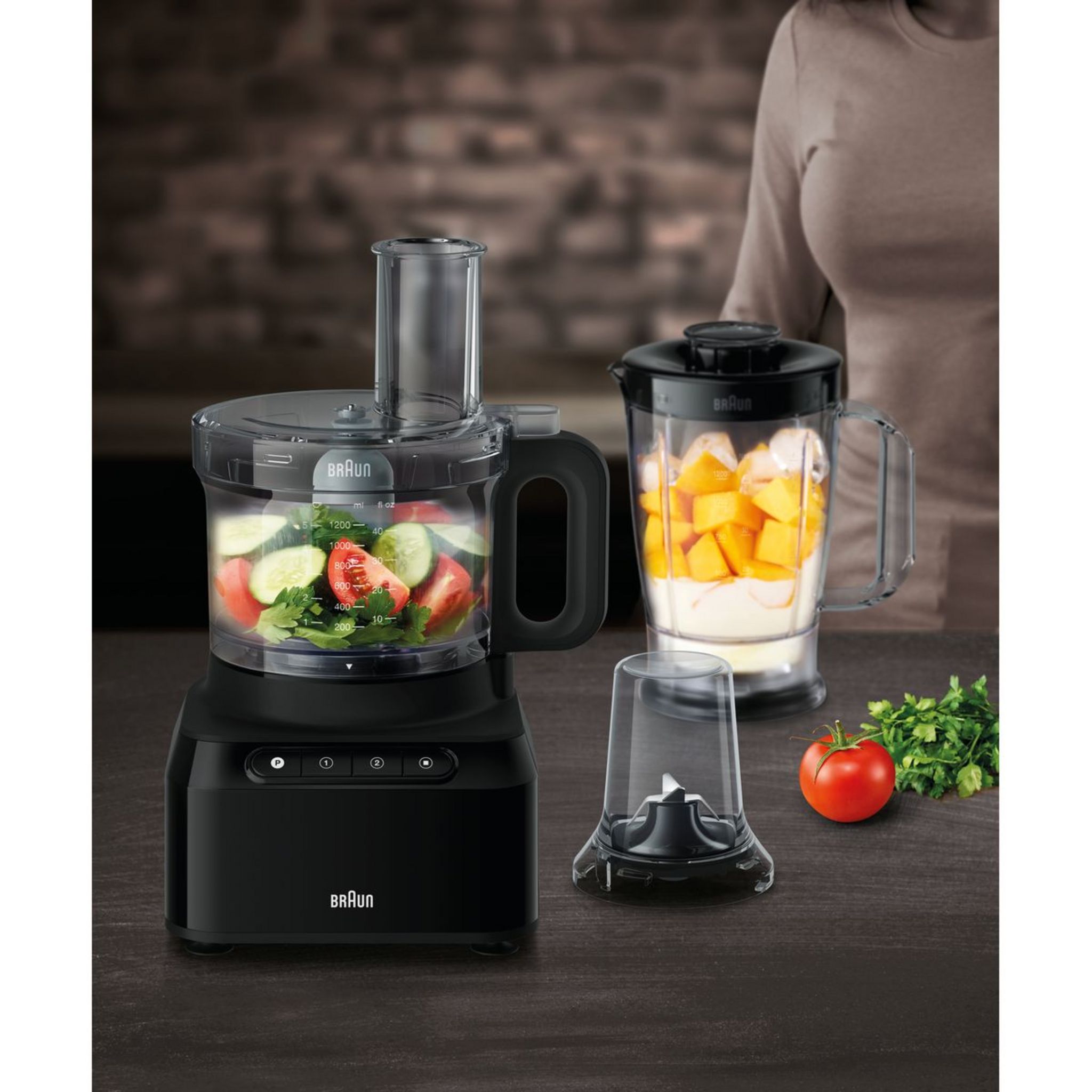 Voir la diapositive 6 : BRAUN Robot multifonction avec hachoir FP3132BK - Noir