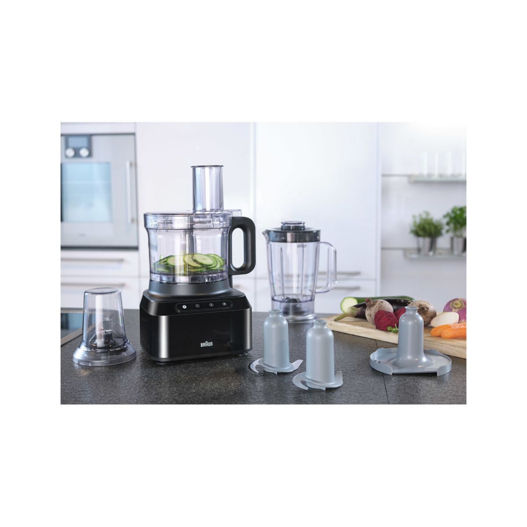 Voir la diapositive 7 : BRAUN Robot multifonction avec hachoir FP3132BK - Noir