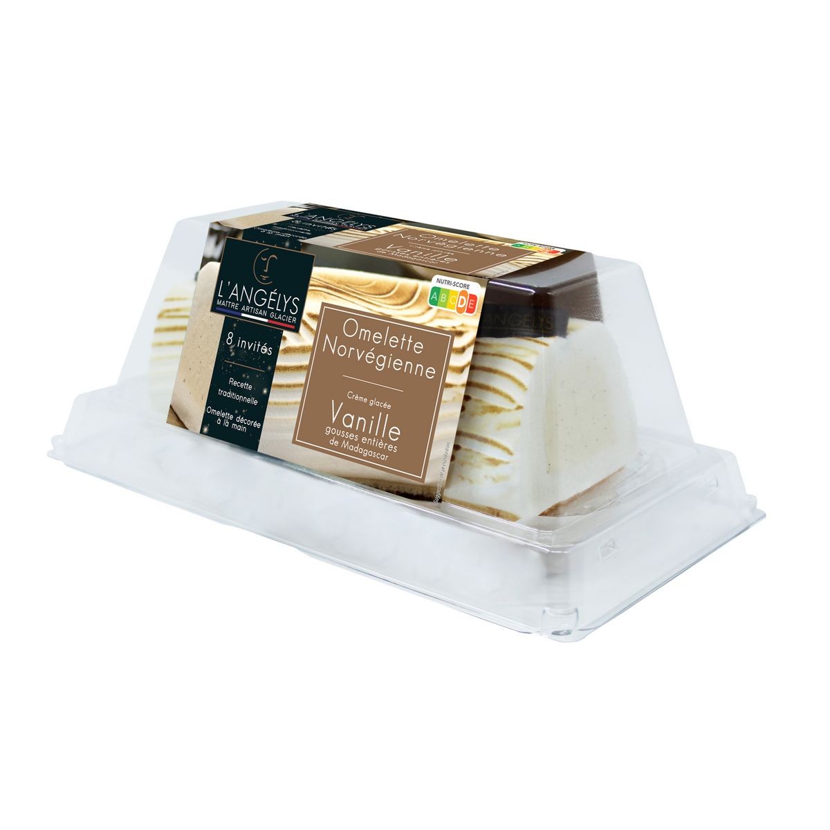 L'ANGELYS Dessert Glacée Omelette norvégienne aux gousses de vanilles entières 6-8 parts 360g