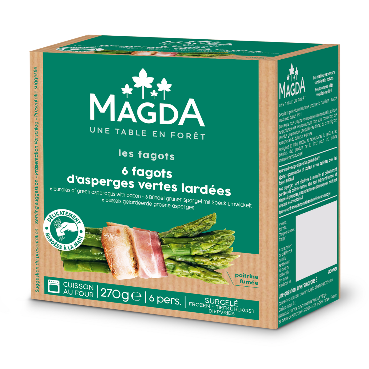 MAGDA Fagots d'asperges vertes lardées 6 portions 270g