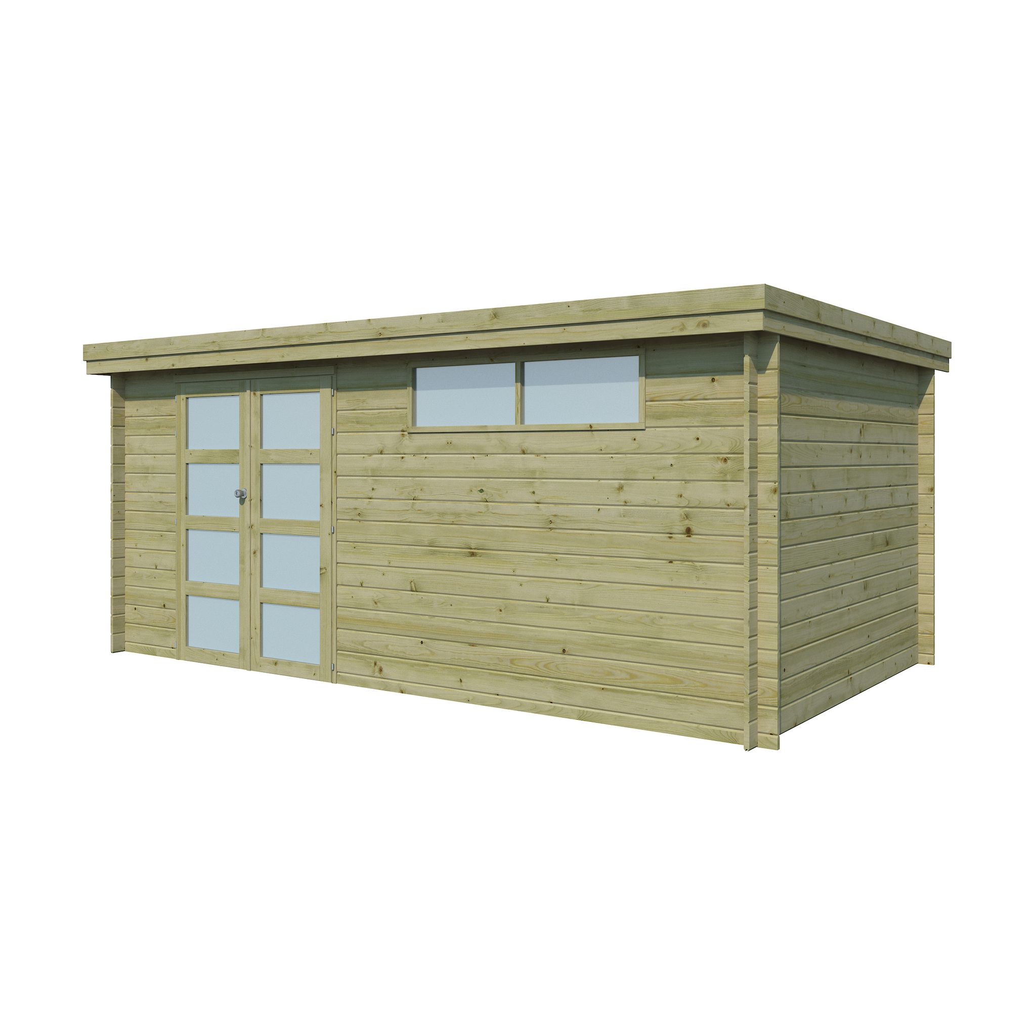 Voir la diapositive 2 : GARDENAS Abri de jardin bois - traité autoclave - Toit plat - 12,92m² - APETINA