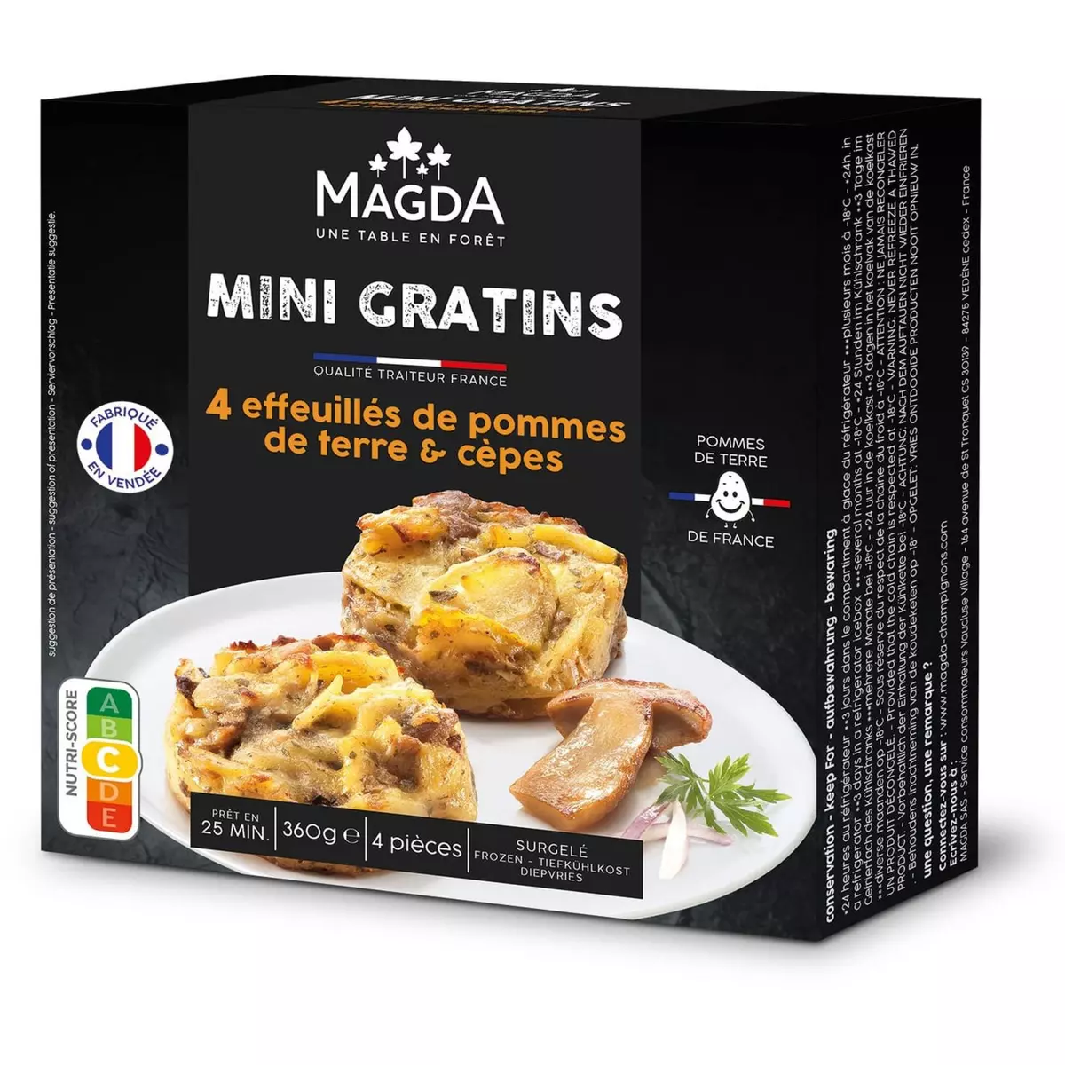 MAGDA Mini gratins effeuillés de pommes de terre et cèpes 4 pièces 360g