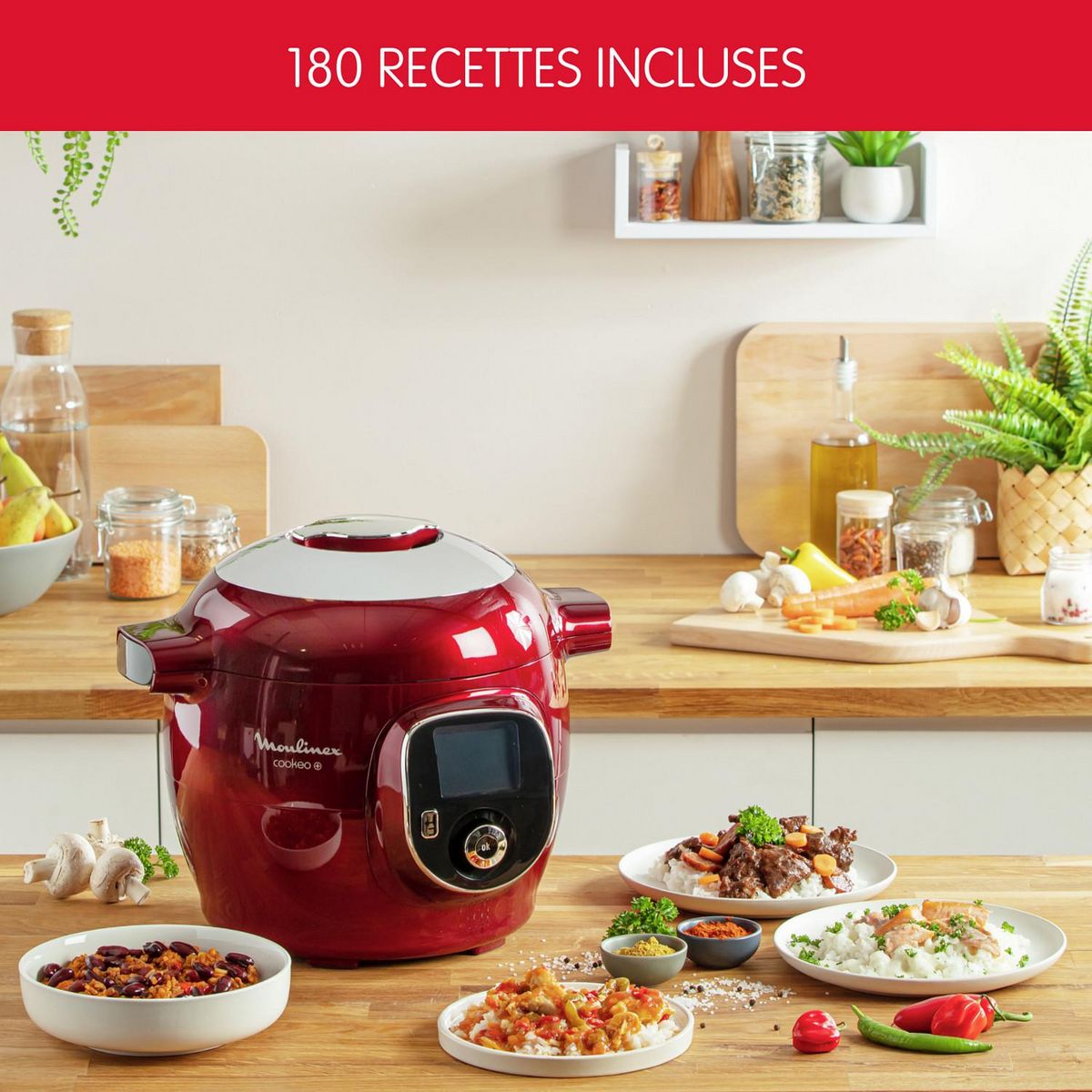 MOULINEX Multicuiseur intelligent cookeo CE85B510 - Rouge