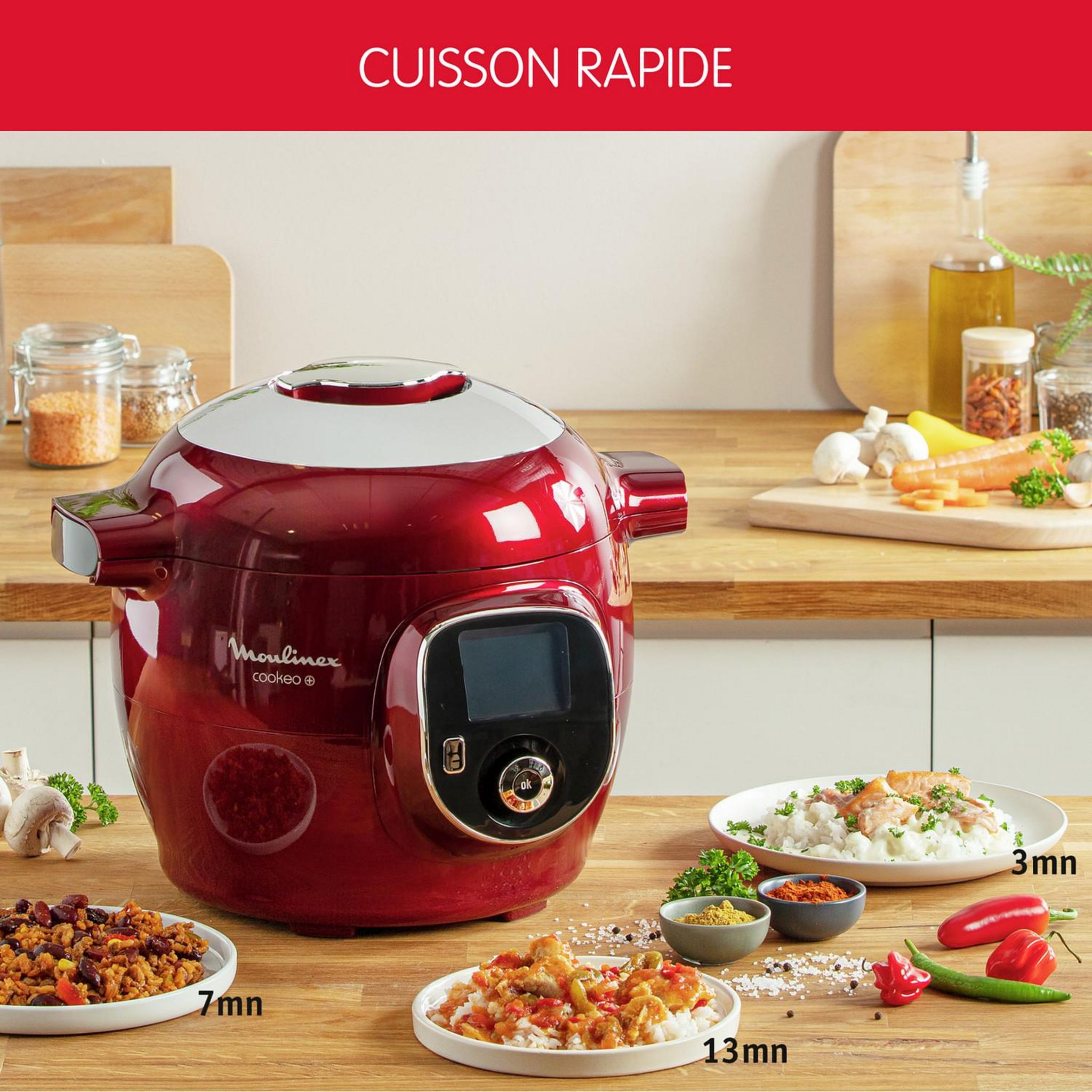 Voir la diapositive 5 : MOULINEX Multicuiseur intelligent cookeo CE85B510 - Rouge