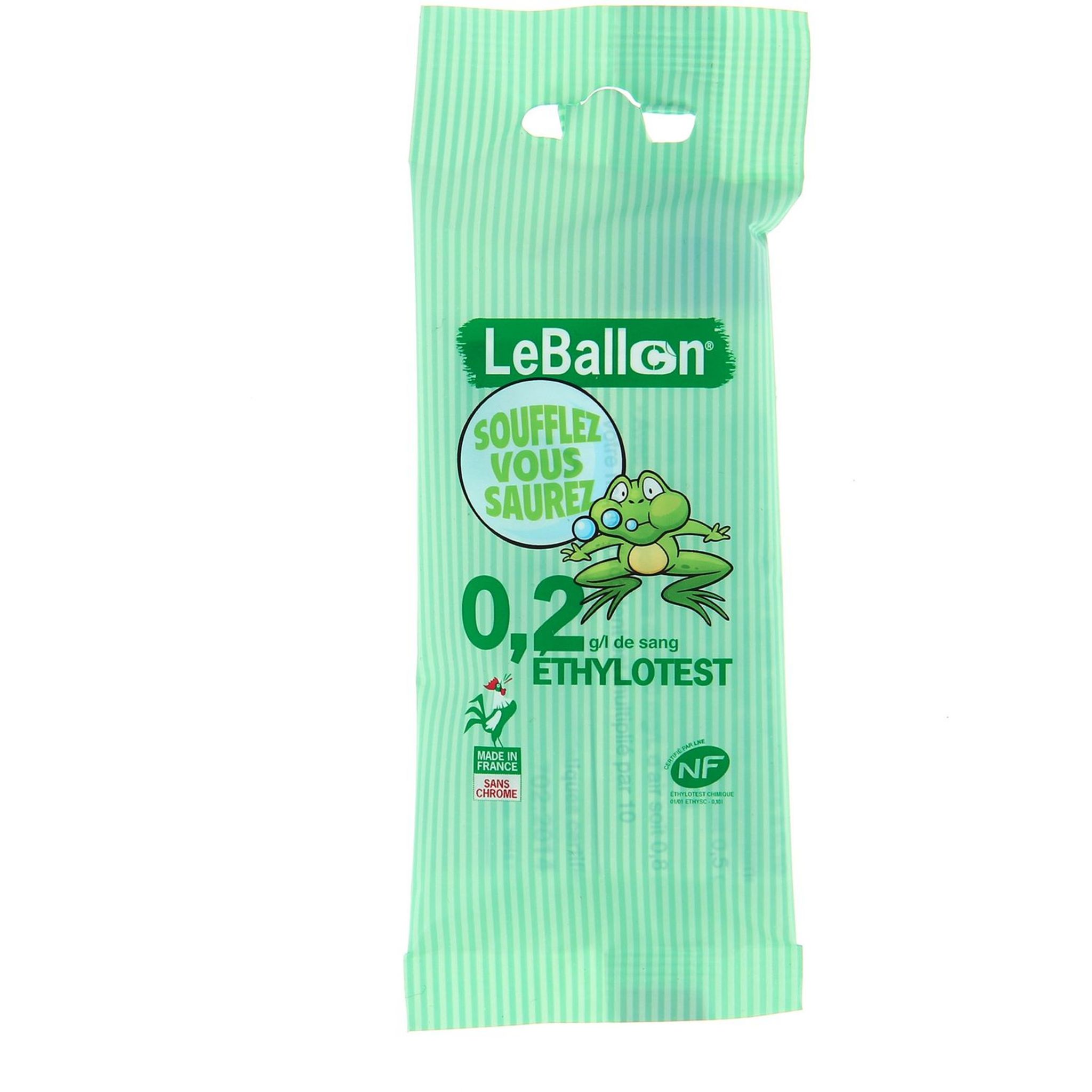 LE BALLON Ethylotest 0,2g/l de sang à la norme NF