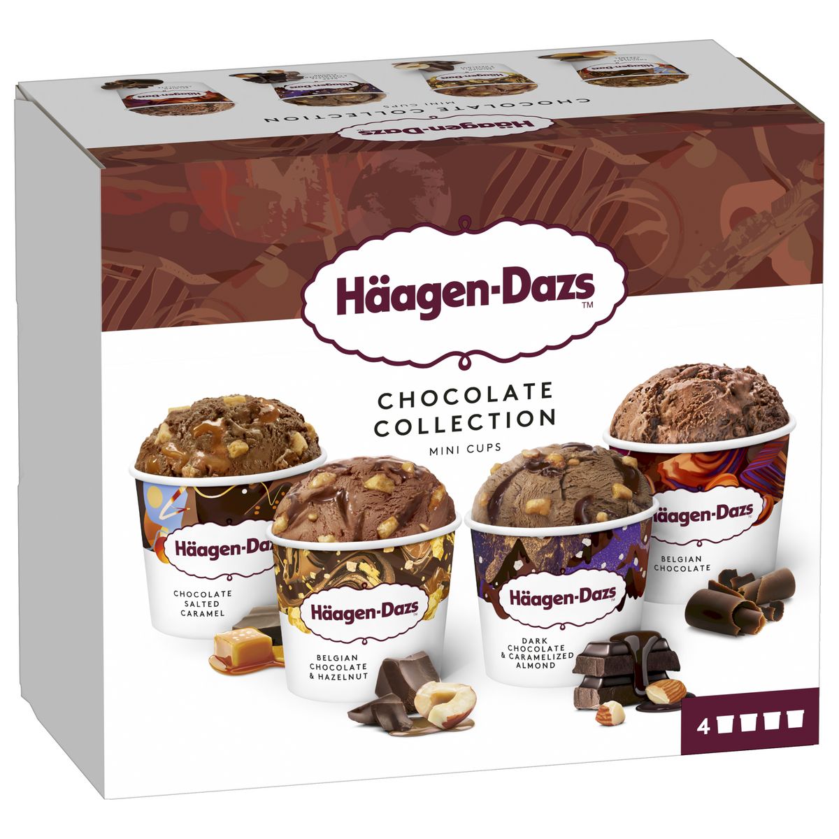 HAAGEN DAZS Mini pot de crème glacée chocolat collection 318g