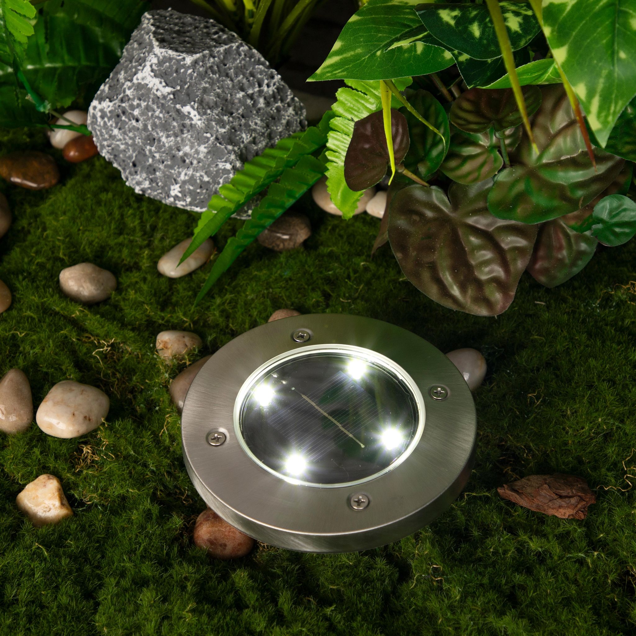 GARDENSTAR Lot de 4 spots solaires inox