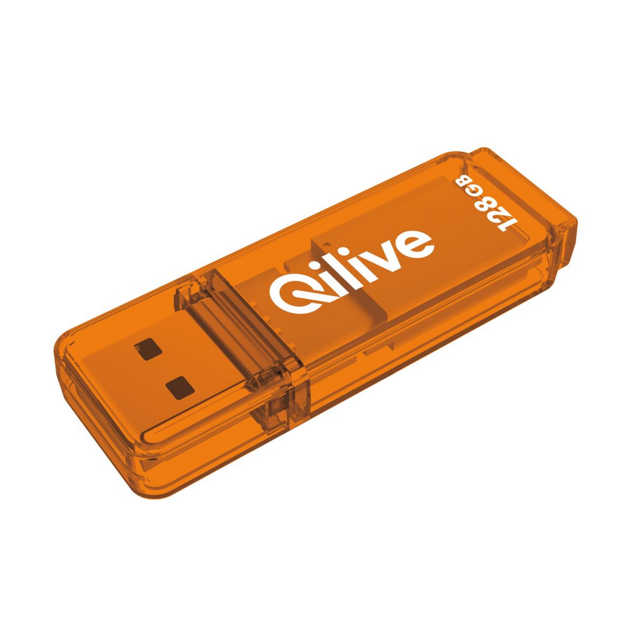Voir la diapositive 2 : QILIVE Clé USB 128 Go - USB 3.1 - Transparent Orange