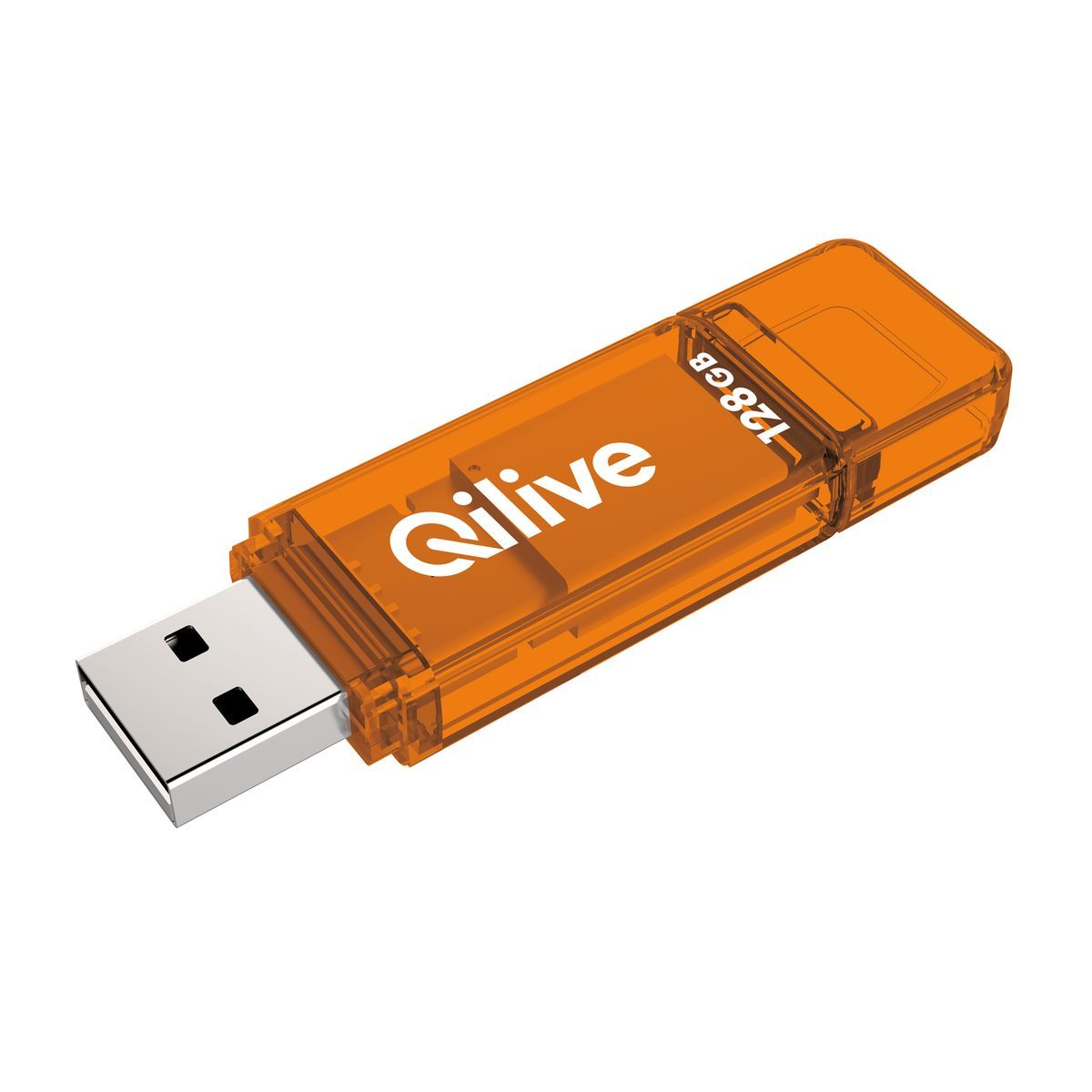 QILIVE Clé USB 128 Go - USB 3.1 - Transparent Orange