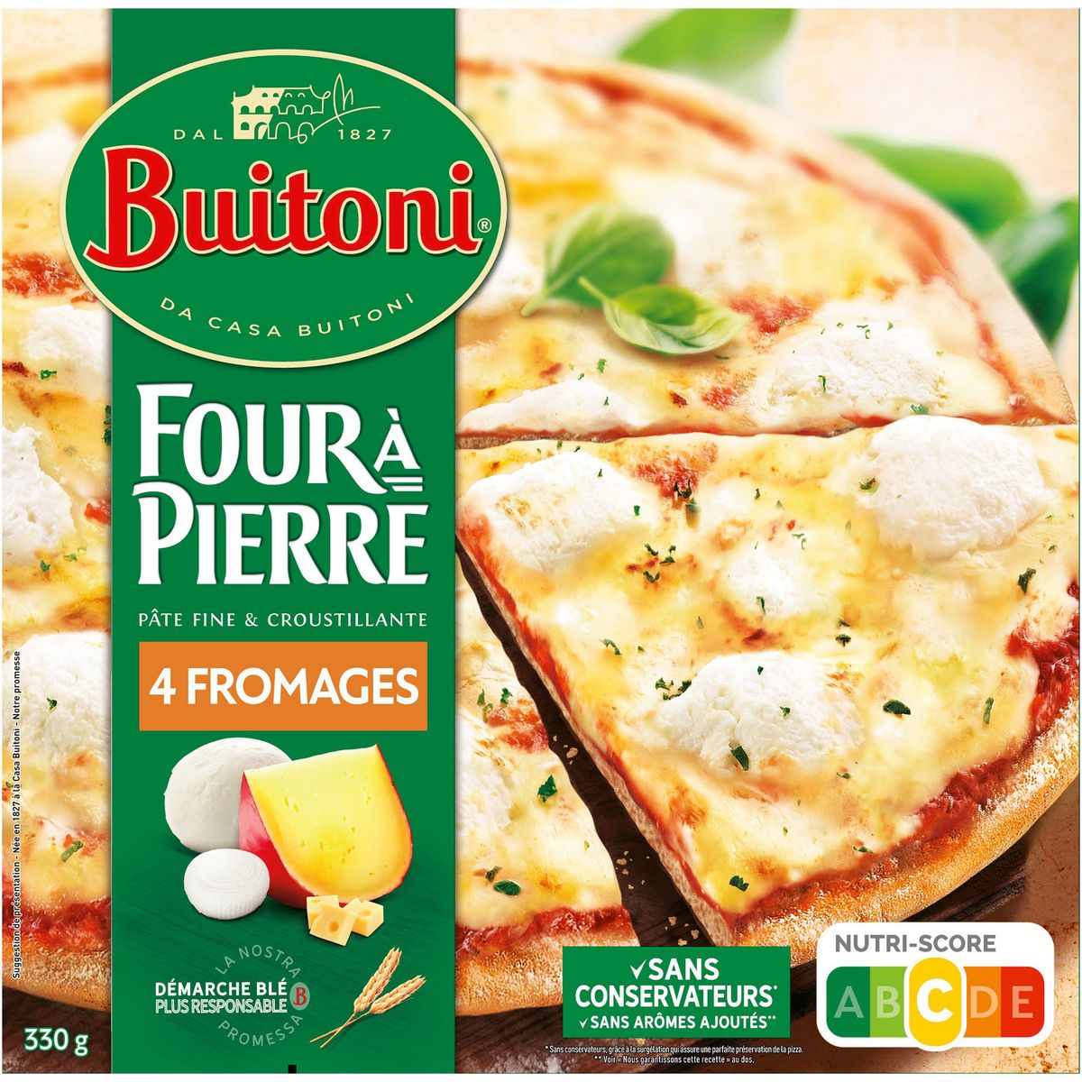 BUITONI Four à pierre - Pizza 4 fromages 330g