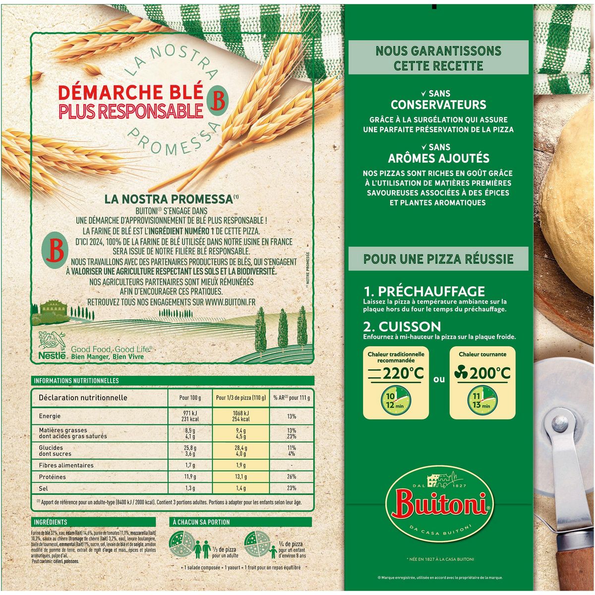 BUITONI Four à pierre - Pizza 4 fromages 330g