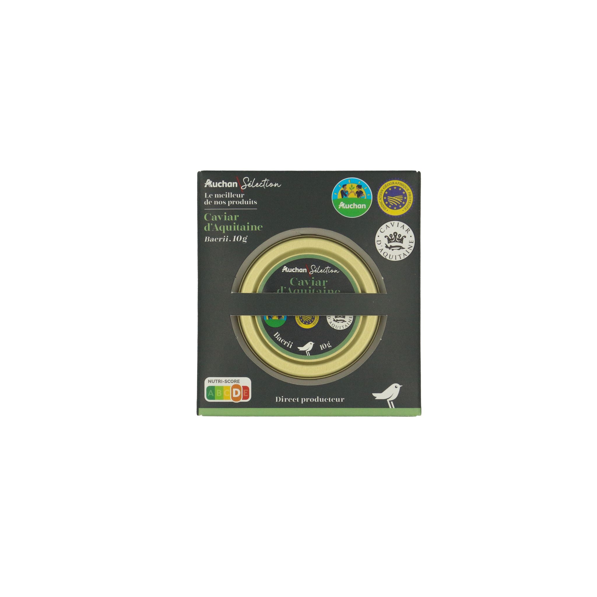 Voir la diapositive 2 : AUCHAN GOURMET CULTIVONS LE BON Caviar d'Aquitaine Baerii 10g