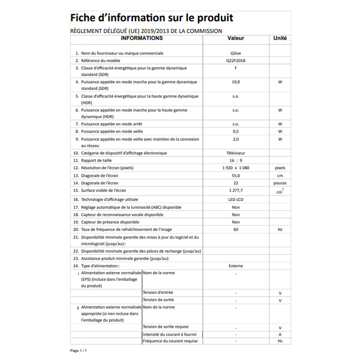 Voir la diapositive 3 : QILIVE Q22F201B TV DLED FHD 55 cm