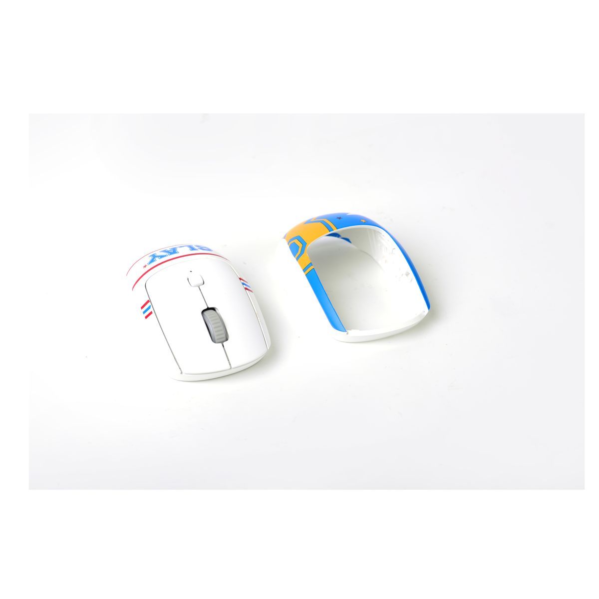 QILIVE Souris SF Coque amovible Q.3349 - Blanc, bleu et orange