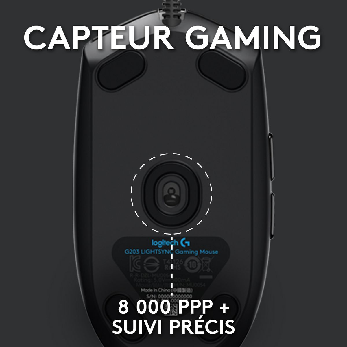 LOGITECH Souris Gaming G203 LIGHTSYNC Filaire RVB