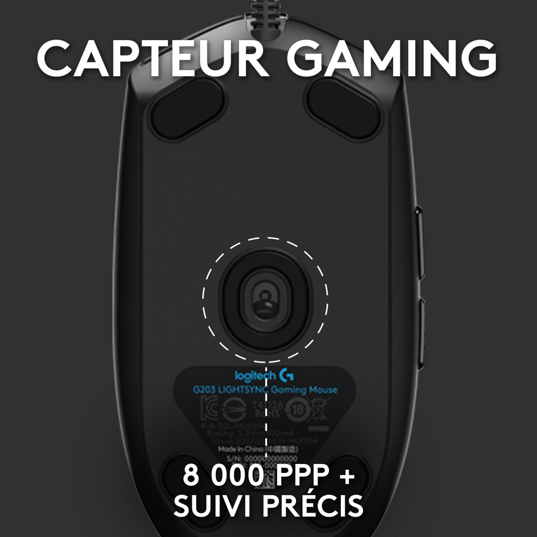 Voir la diapositive 3 : LOGITECH Souris Gaming G203 LIGHTSYNC Filaire RVB