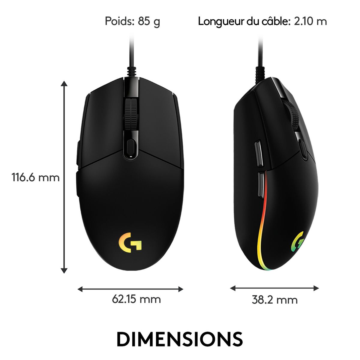 LOGITECH Souris Gaming G203 LIGHTSYNC Filaire RVB