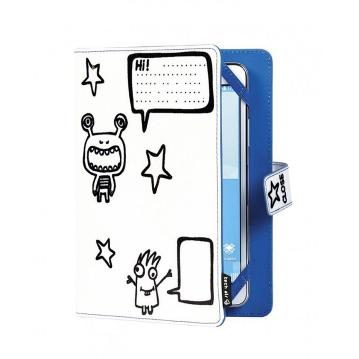 Voir la diapositive 2 : TECHAIR Folio Universelle MONSTRE 10P Blanc à motif