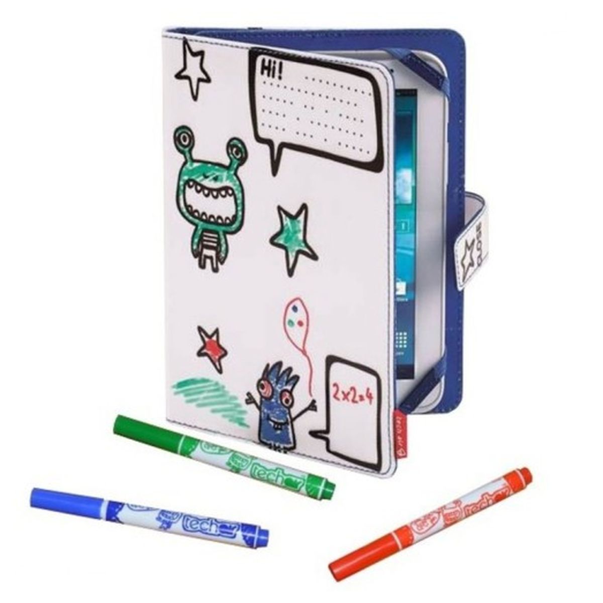 Voir la diapositive 3 : TECHAIR Folio Universelle MONSTRE 10P Blanc à motif