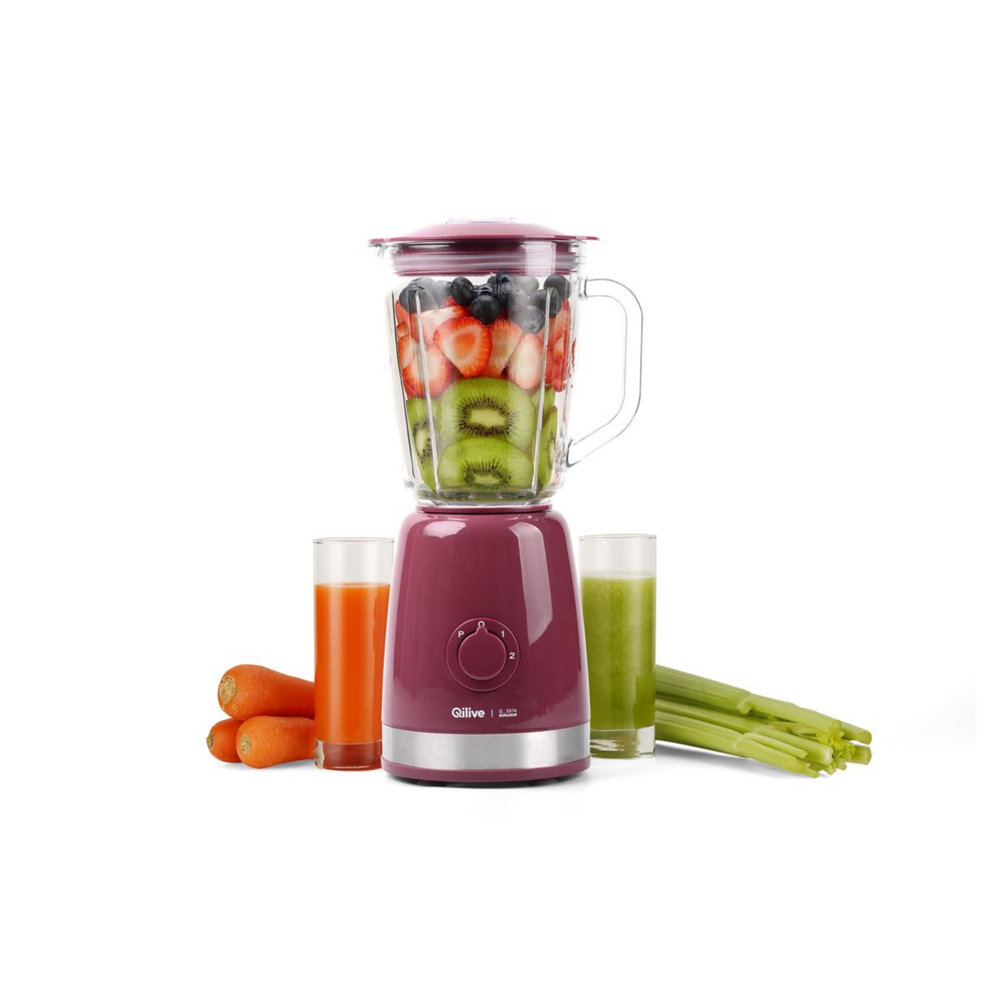 Voir la diapositive 1 : QILIVE Blender bol en verre 71926 - Rouge