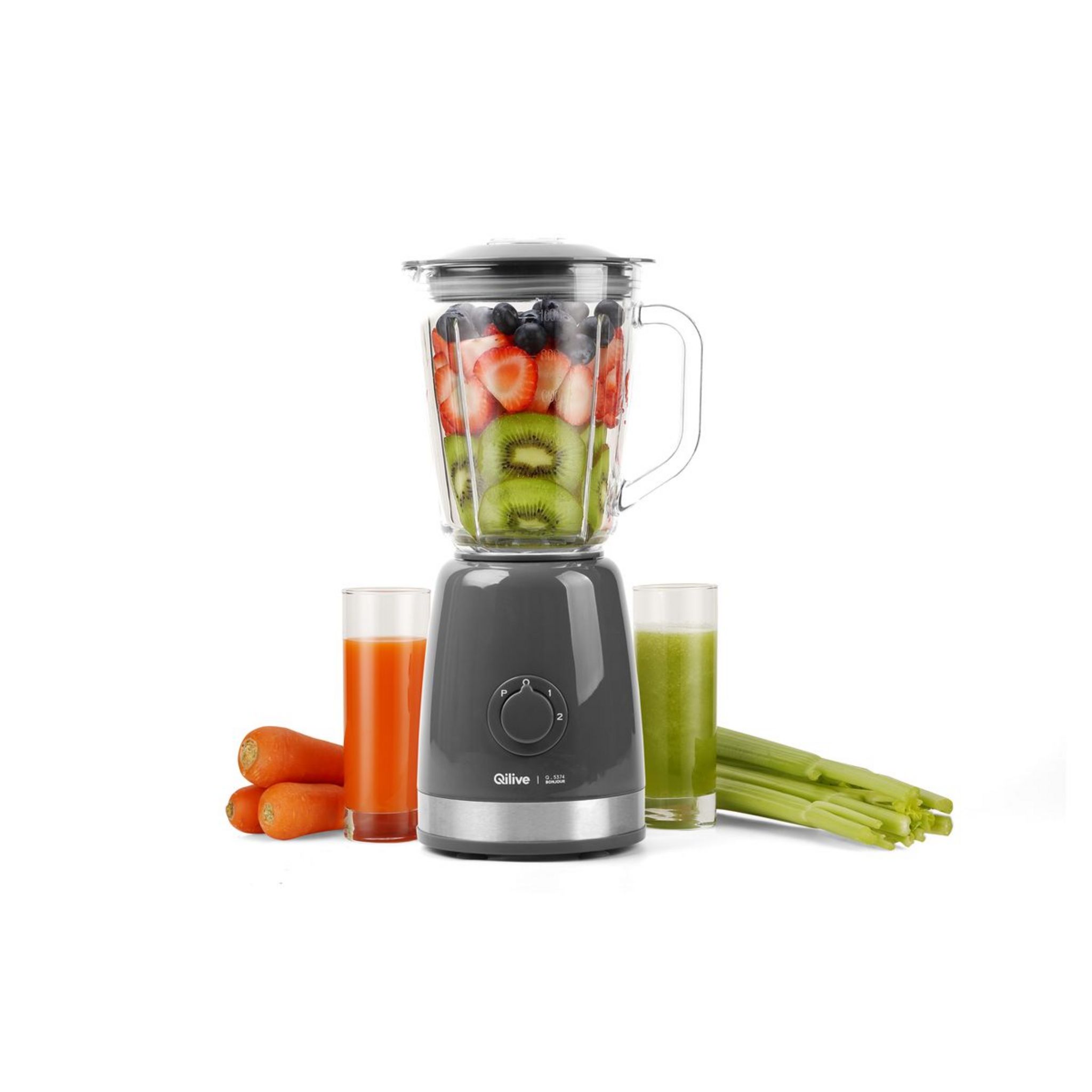 QILIVE Blender bol en verre 79256 Gris pas cher Auchan.fr
