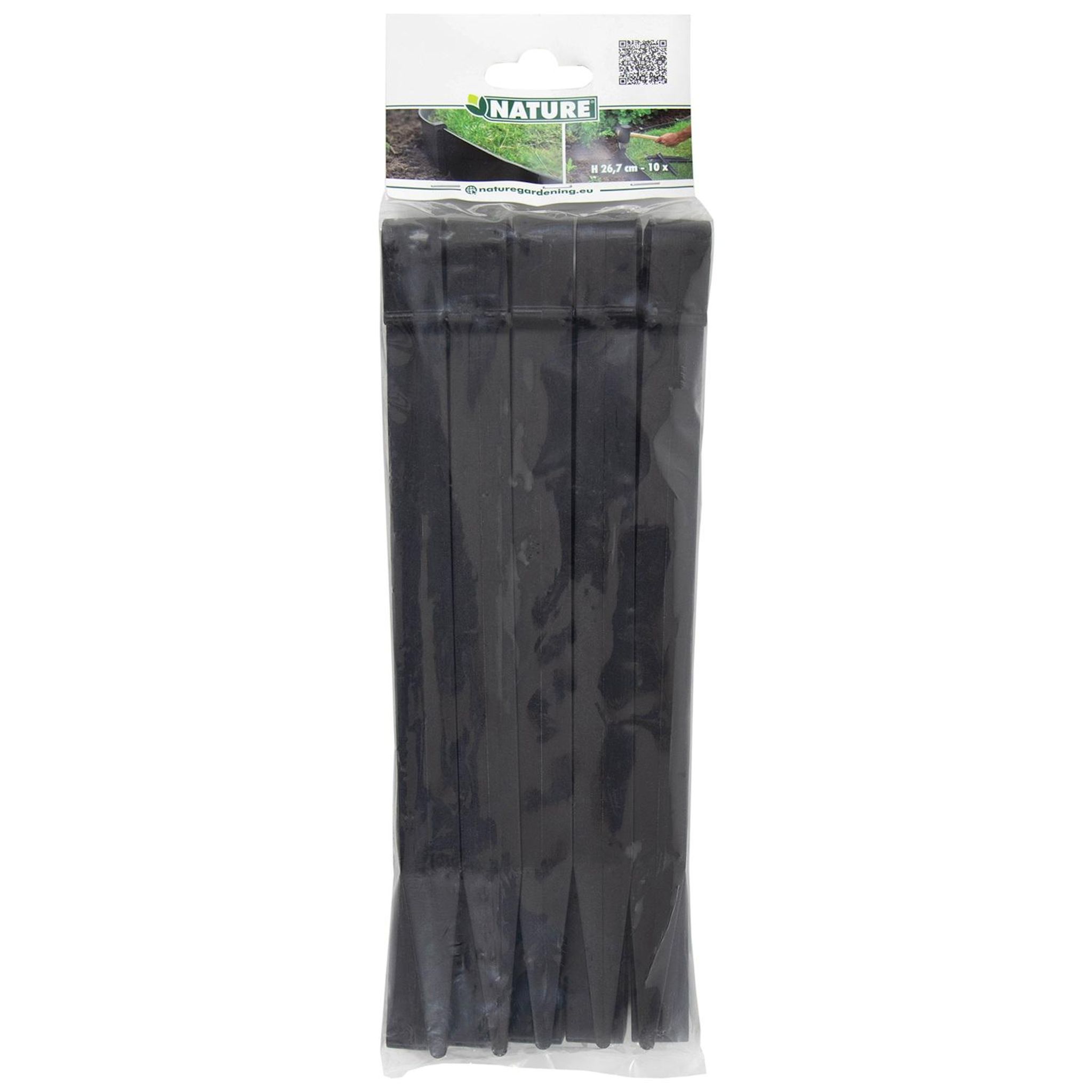 NATURE Lot 10 ancres pour bordure de jardin à clipser H26,7cm PP, noir