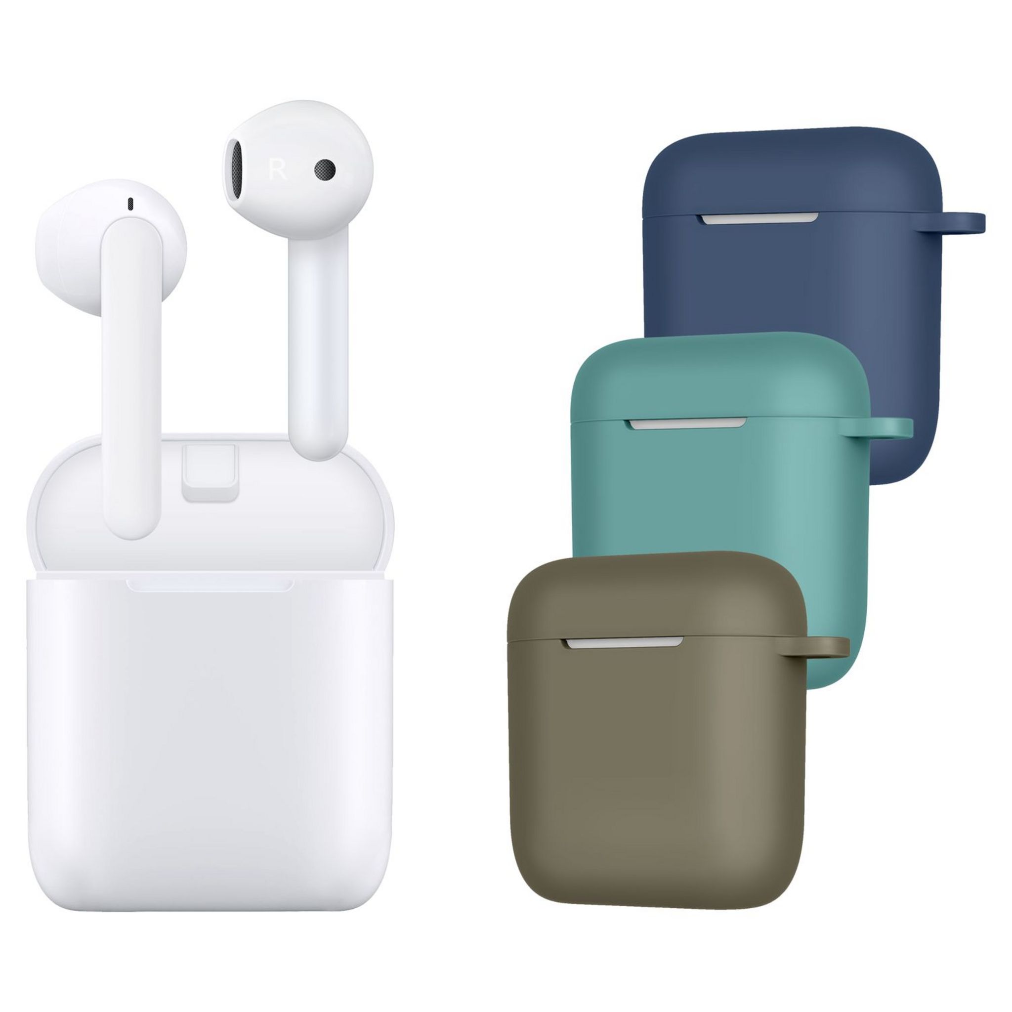 Voir la diapositive 1 : QILIVE Écouteurs sans fil Bluetooth avec étui de charge - Blanc - Q1960 + 3 étuis de couleur