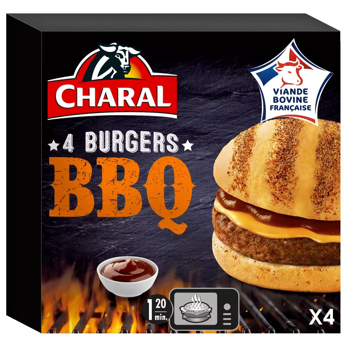 CHARAL Burger BBQ 4 pièces 440g