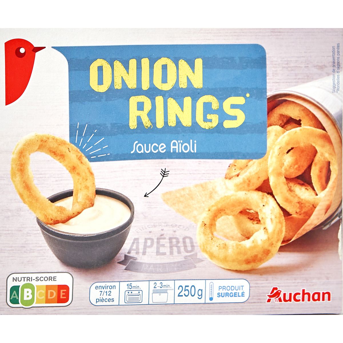 AUCHAN Onion rings sauce aioli 250g