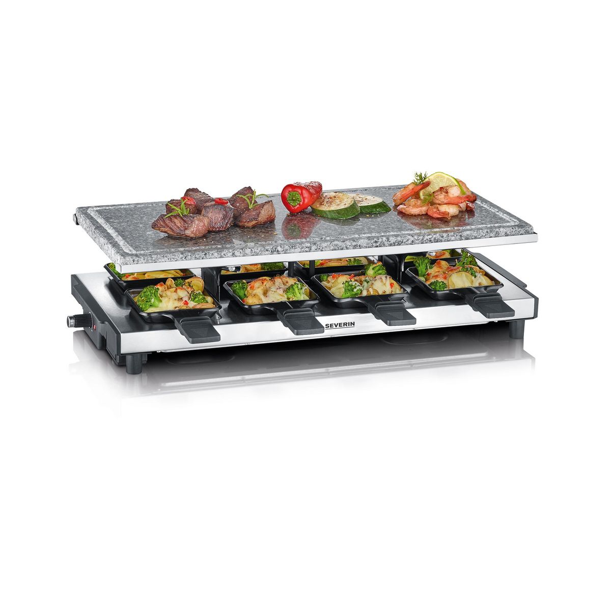 SEVERIN Appareil à raclette pierre de cuisson 8 personnes RG 2374 - Inox
