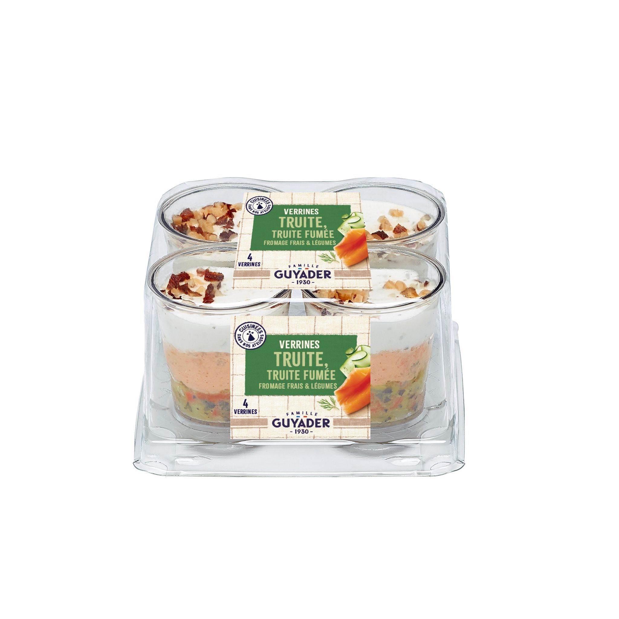 GUYADER Verrines apéro à la truite, au fromage frais et aux légumes croquants 4x40g