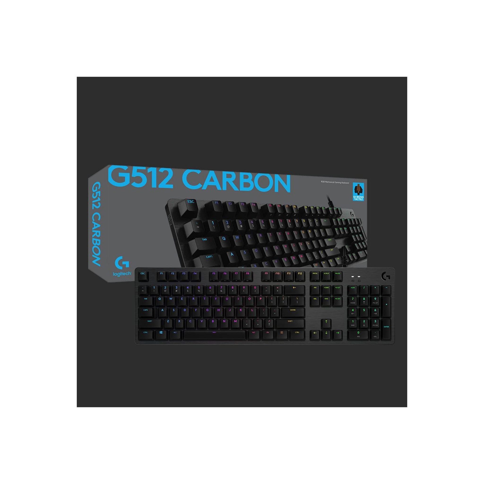 Voir la diapositive 4 : LOGITECH CLAVIER GAMING G512 CARBON LIGHTSYNC RVB avec switchs GX Brown et relais USB mécanique