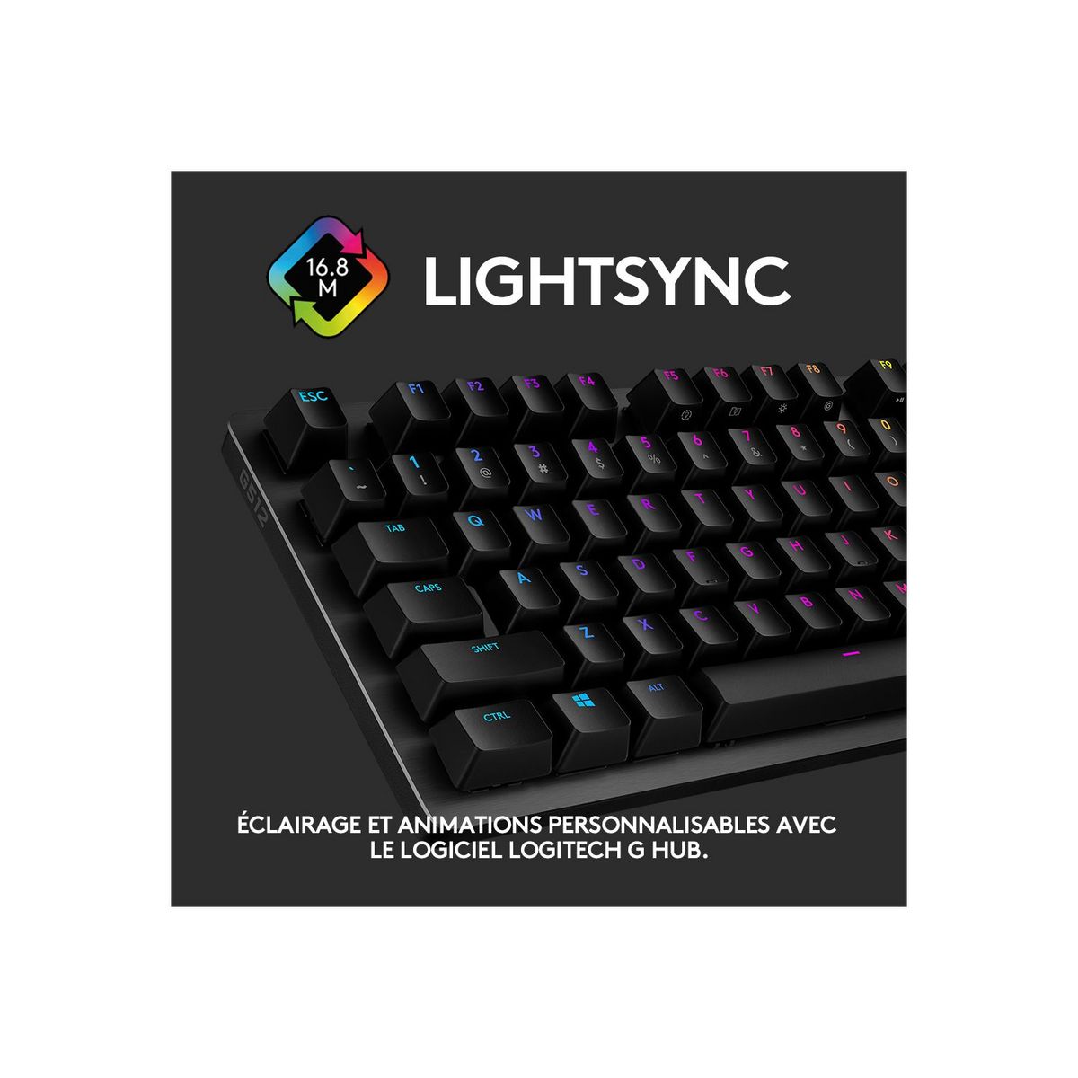 LOGITECH CLAVIER GAMING G512 CARBON LIGHTSYNC RVB avec switchs GX Brown et relais USB mécanique