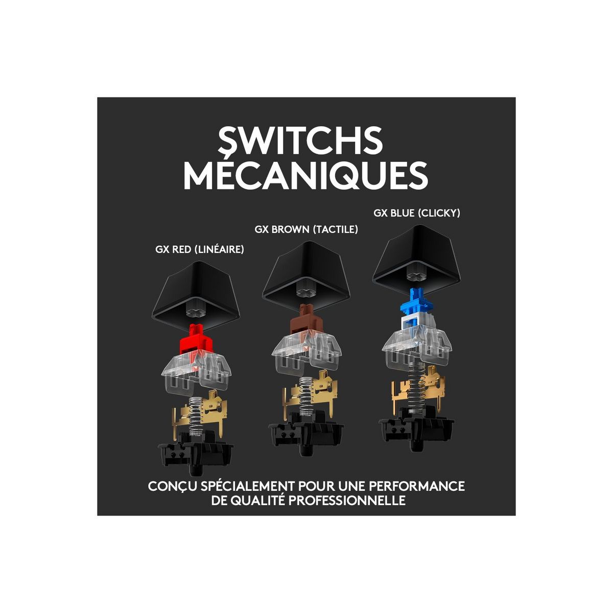 LOGITECH CLAVIER GAMING G512 CARBON LIGHTSYNC RVB avec switchs GX Brown et relais USB mécanique