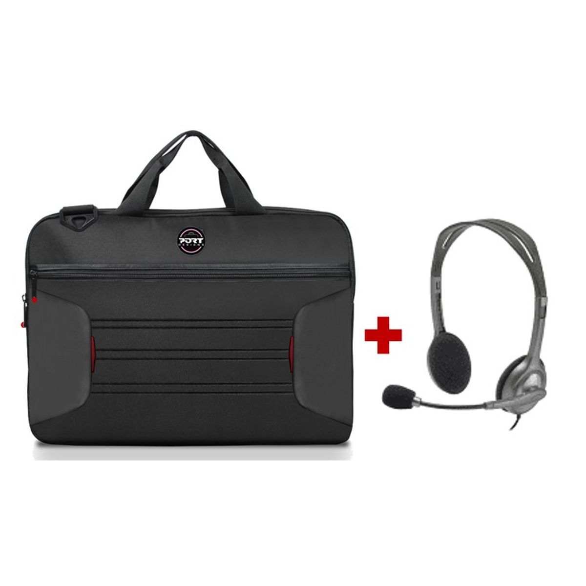 PORT BUND Sacoche 15.6P + Casque - Noir