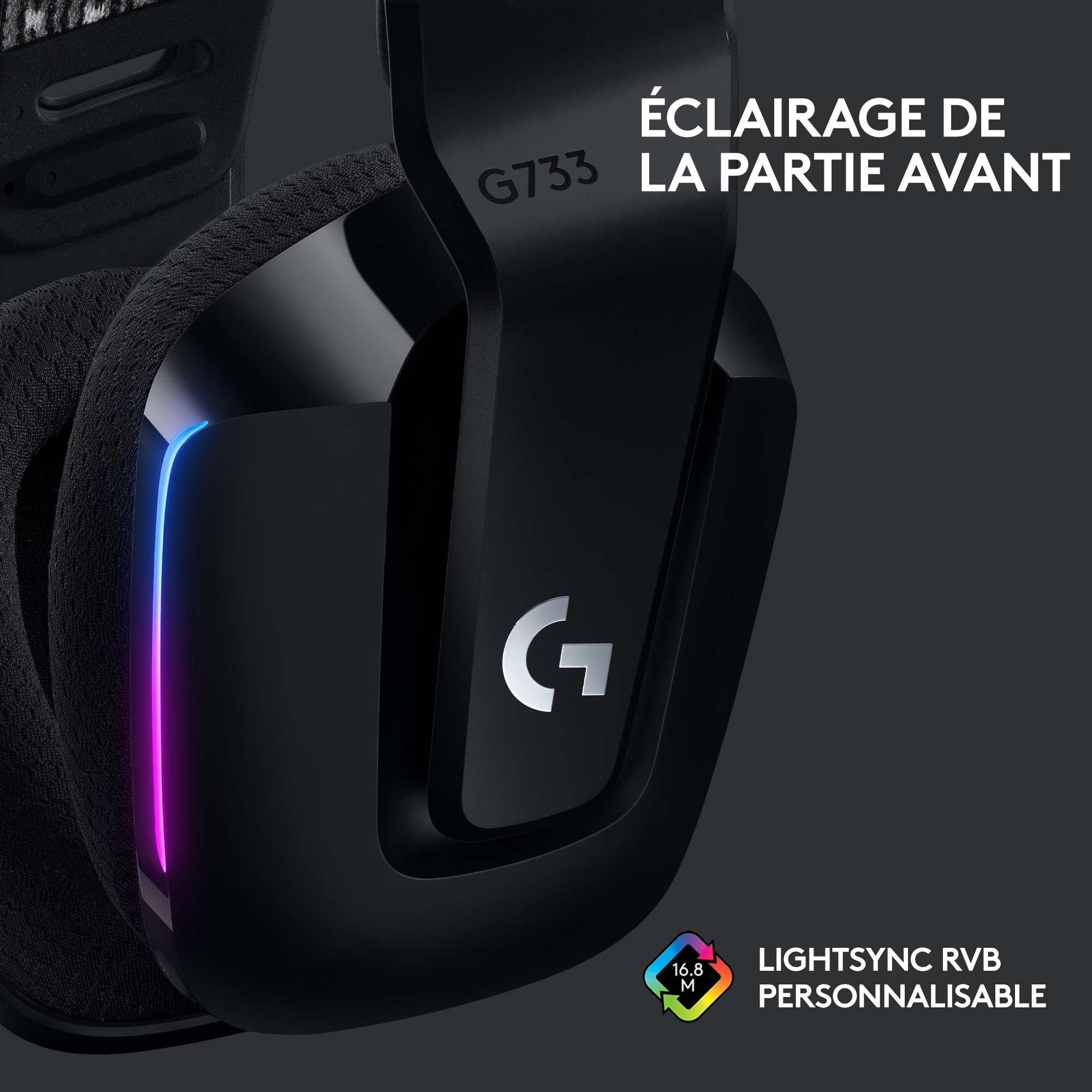 Voir la diapositive 4 : LOGITECH Casque Gaming Sans Fil G733 LIGHTSPEED RVB Noir